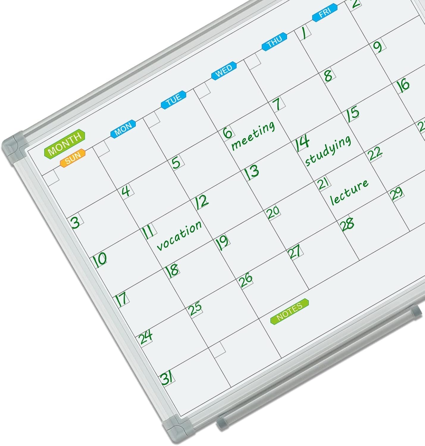 JILoffice Monthly Dry Erase Calendar Whiteboard 15 x 12 Inch, Double Sided Hanging Dry Erase Board/Calendar Board, Silver Aluminum Frame Portable Board for Office Home and School - Lumora Desk