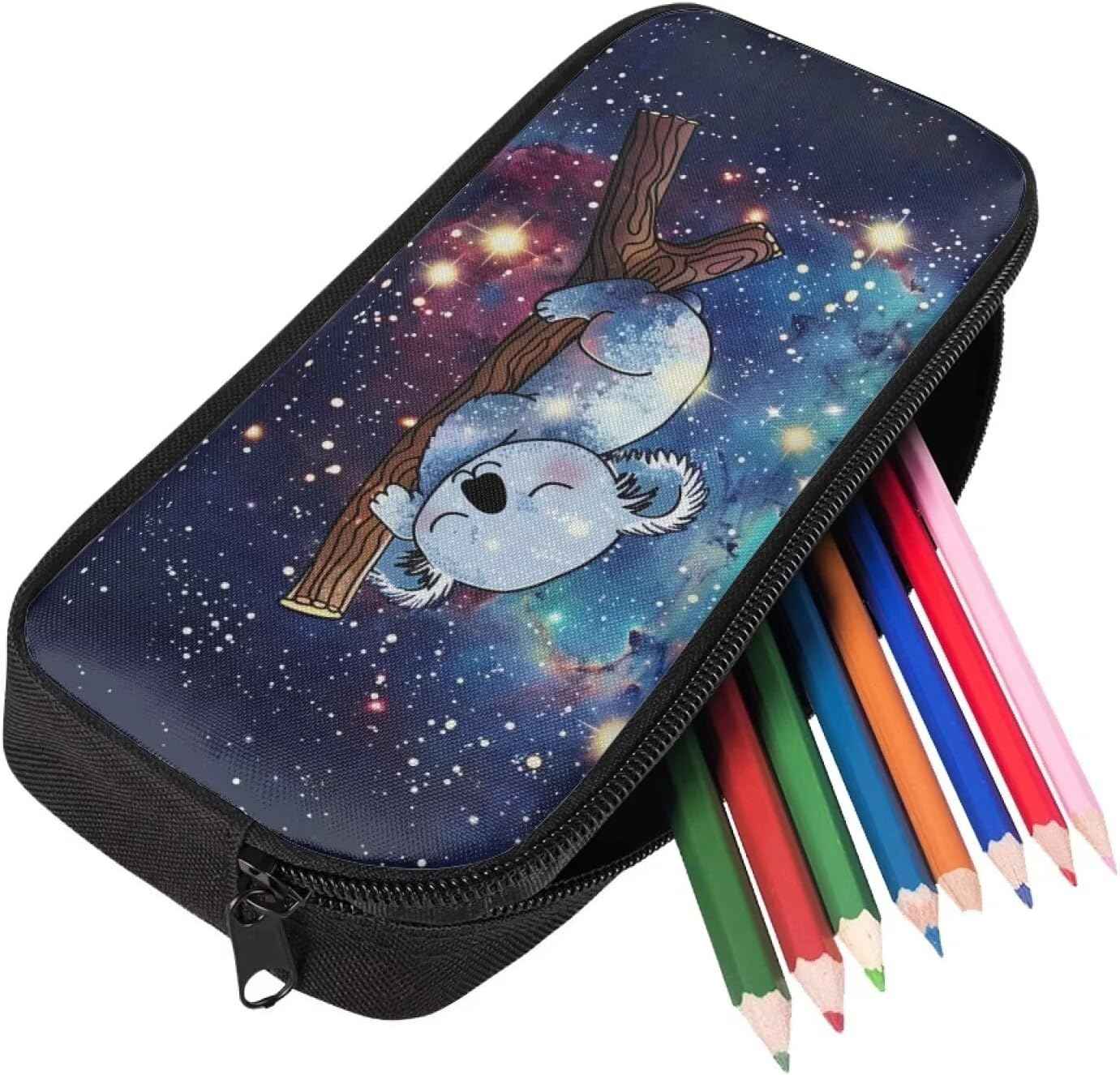 Upetstory Galaxy Koala Pencil Case for Kids Girls 4-6 8-10 14-16 School Pencil Pouch Pen Bags Washable Pencil Holder Portable Carrying Case Women Cosmetic Bags School Office