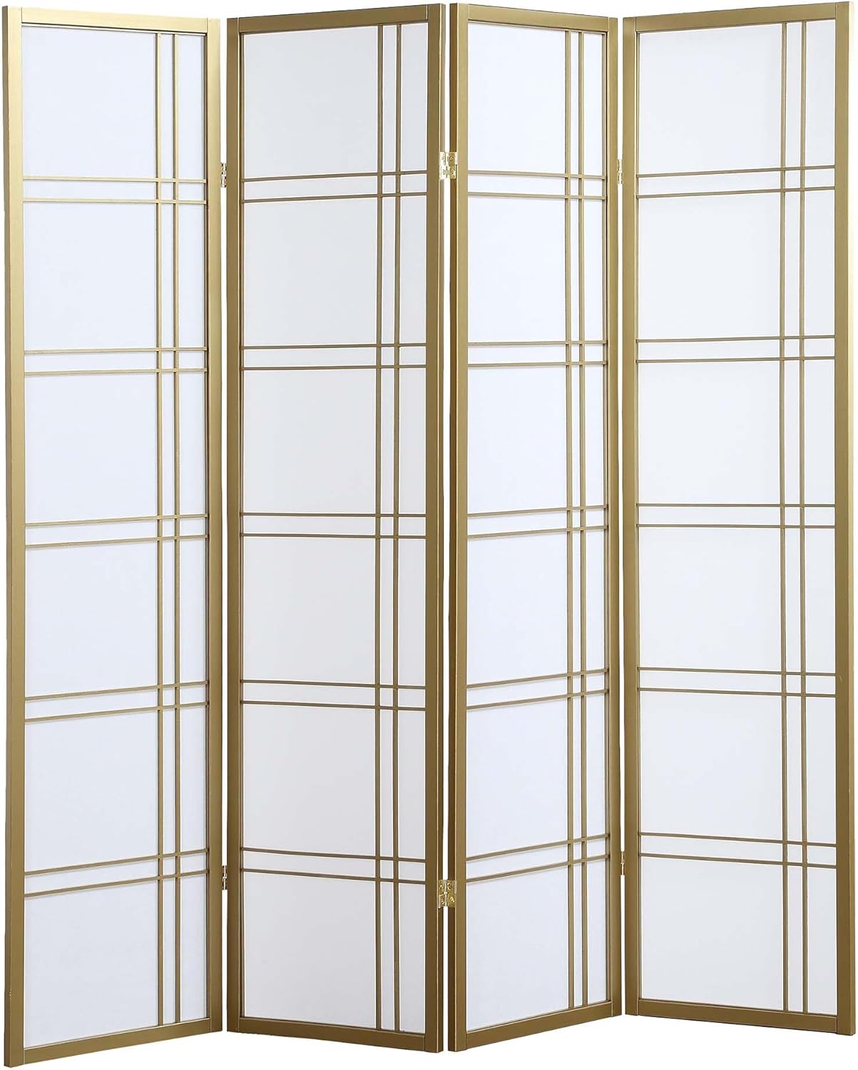 NicBex Room Divider 4 Panel Room Dividers with Paper-Looking Partition Room Dividers and Folding Privacy Screens Wall Divider for Home, Office, Room Separation,72" W x 1" D x 70" H, White+Gold - Lumora Desk