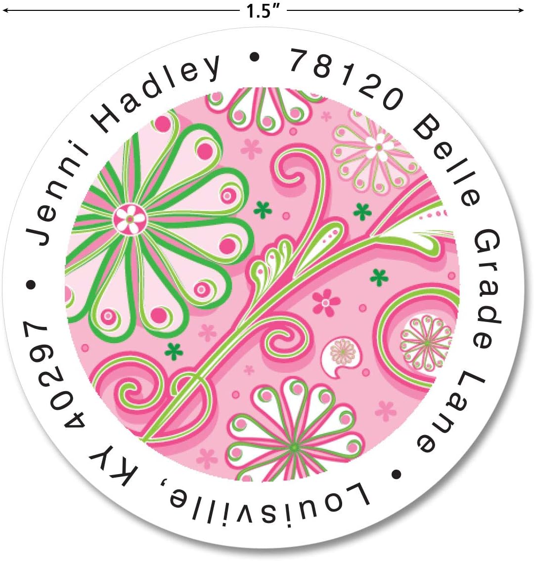 Colorful Images Fun Patterns Floral Return Address Mailing Labels, Personalize with Name & Address, Set of 144 Self Adhesive, Easy Peel Flat Label Sheets, Round, 3 Designs - Lumora Desk