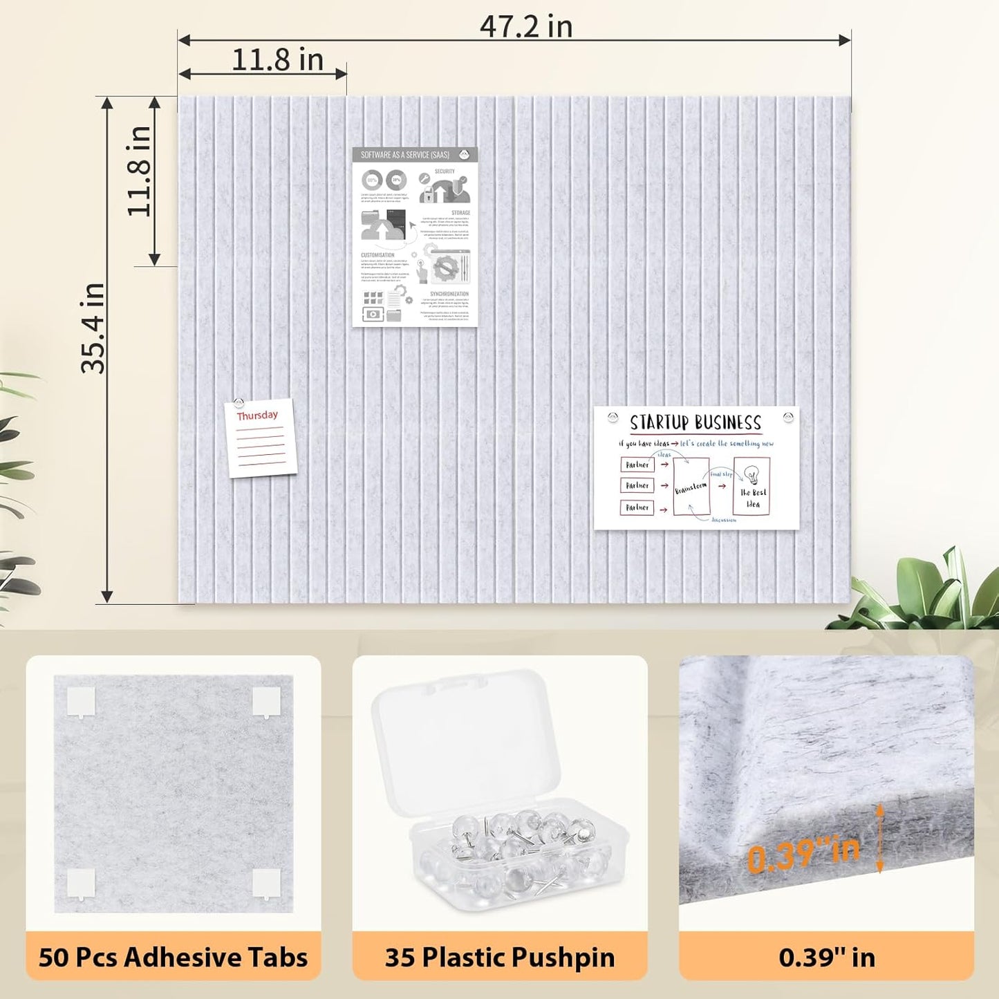 Smarpau Large Cork Board 48"x36", 12 Pack Bulletin Board for Walls, Felt Bulletin Boards Wall Paneling Pin Board Tack Board, Felt Wall Tiles for Office Classroom Decor - Lumora Desk