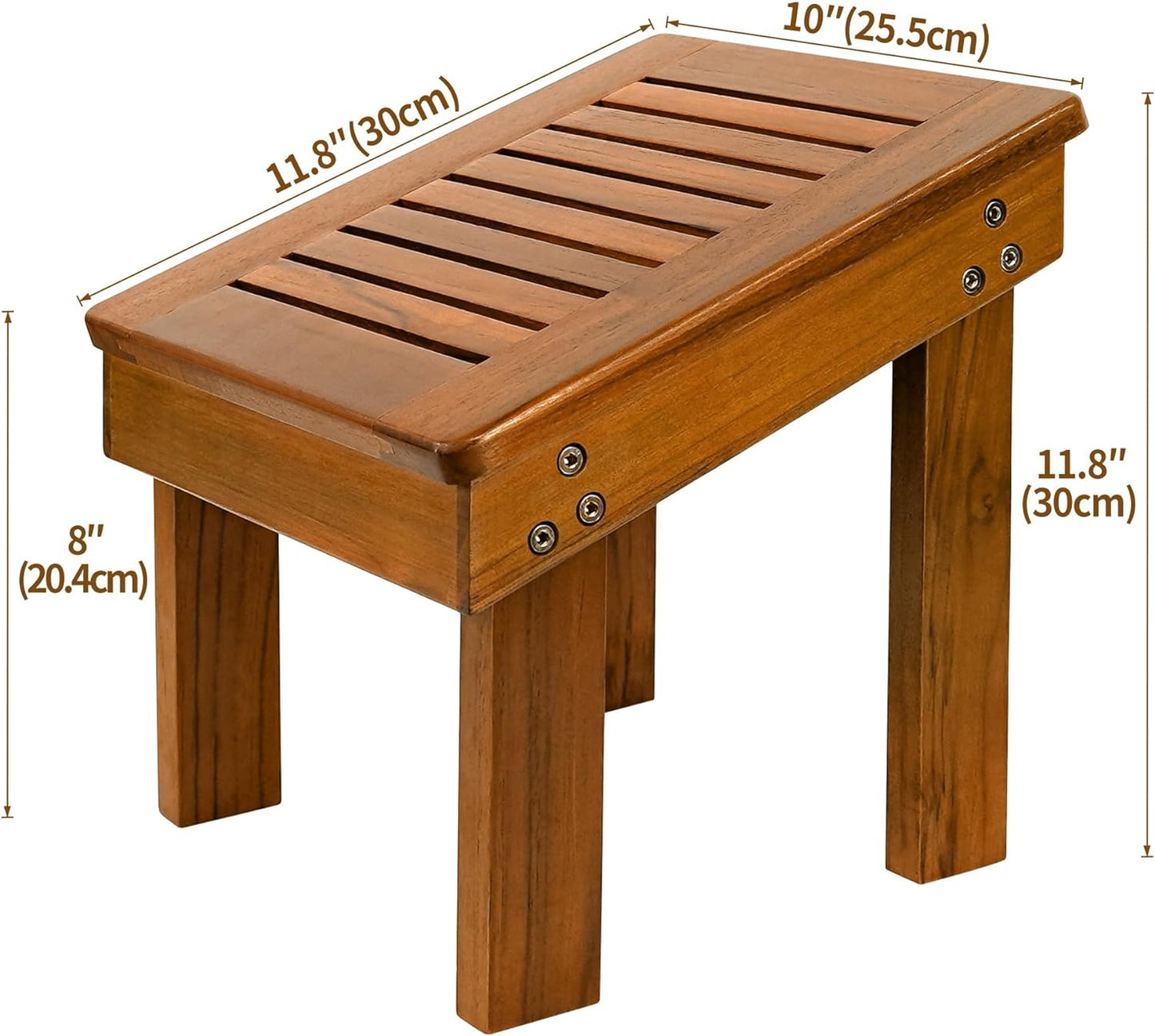 Utoplike Teak Wood Shower Foot Stool for Shaving Legs, Sturdy Shower Foot Rest for Shower Shaving, Wooden Shower Foot Step for Bathroom