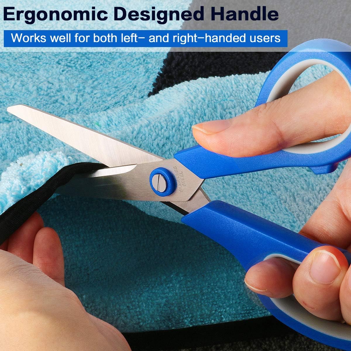 Scissors, VERONES 8 Inch Soft Comfort-Grip Handles & Stainless Steel Sharp Blades Perfect for Cutting Paper, Fabric Photos, & More, 15-Pack