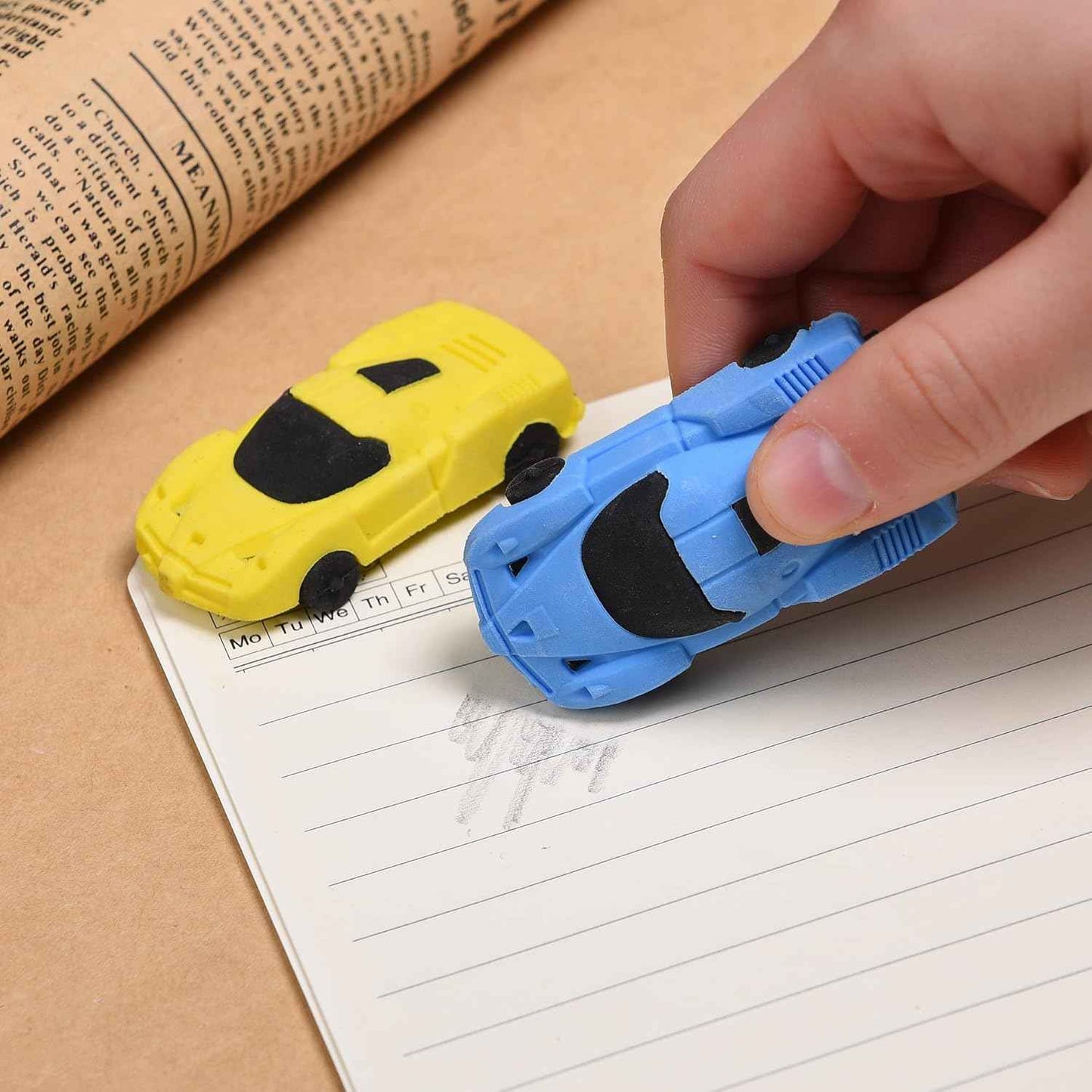 MGTECH Car Erasers for Kids, 12Pcs 3D Mini Vehicle Puzzle Take Apart Erasers for Party Favors Classroom Rewards