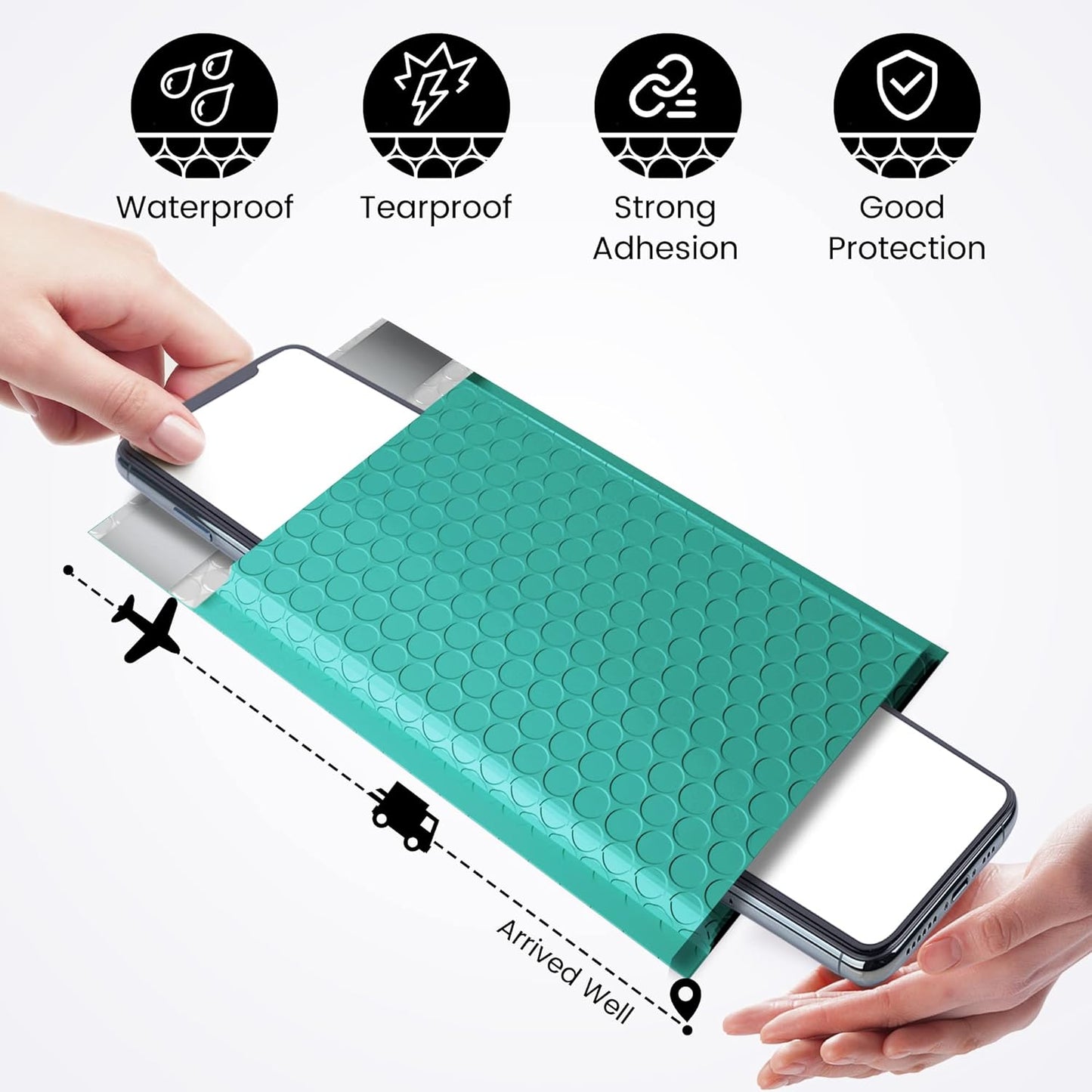 Fuxury Small Bubble Mailers 4x8" 100 Pack, Teal Bubble Mailer, Self Seal Padded Envelopes Gifts Mailing Envelopes Bubble Padded, Bubble Envelopes for Shipping, Small Business Usable Size 4x7"