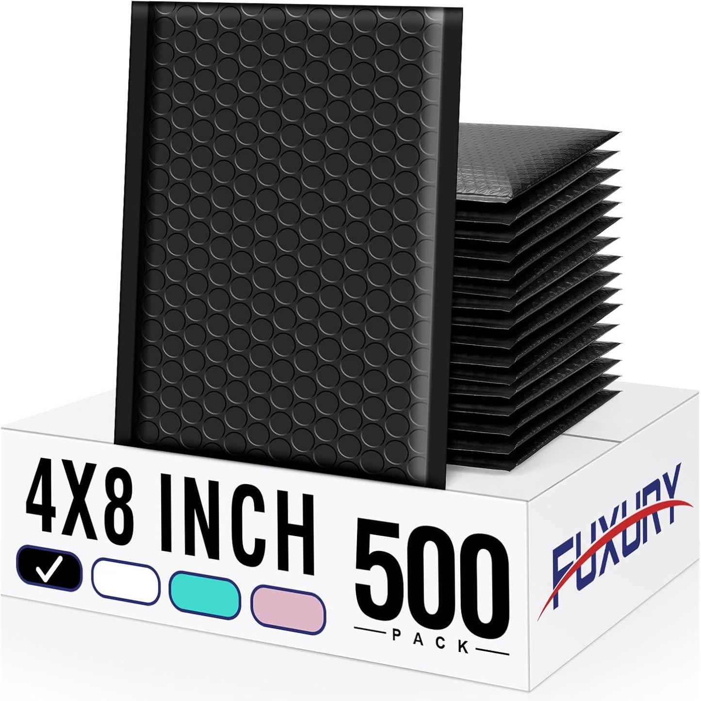 Fuxury Bubble Mailers 4x8 Inch 500 Pack Padded Envelopes Usable Size 4x7" Thick Mailing Envelopes Bubble Opaque Padded Mailers Shipping Bags for Mailing Jewelry Makeup Small Business Black