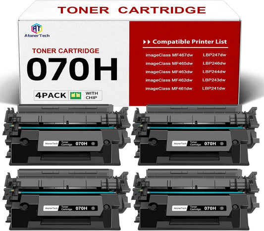 070H / 070 High Yield Toner Cartridge (4-Pack) Compatible Replacement for Canon 070H/070/CRG-070 Toner Cartridge with Canon imageCLASS MF465dw MF462dw LBP247dw LBP246dw Printers - High Capacity Ink