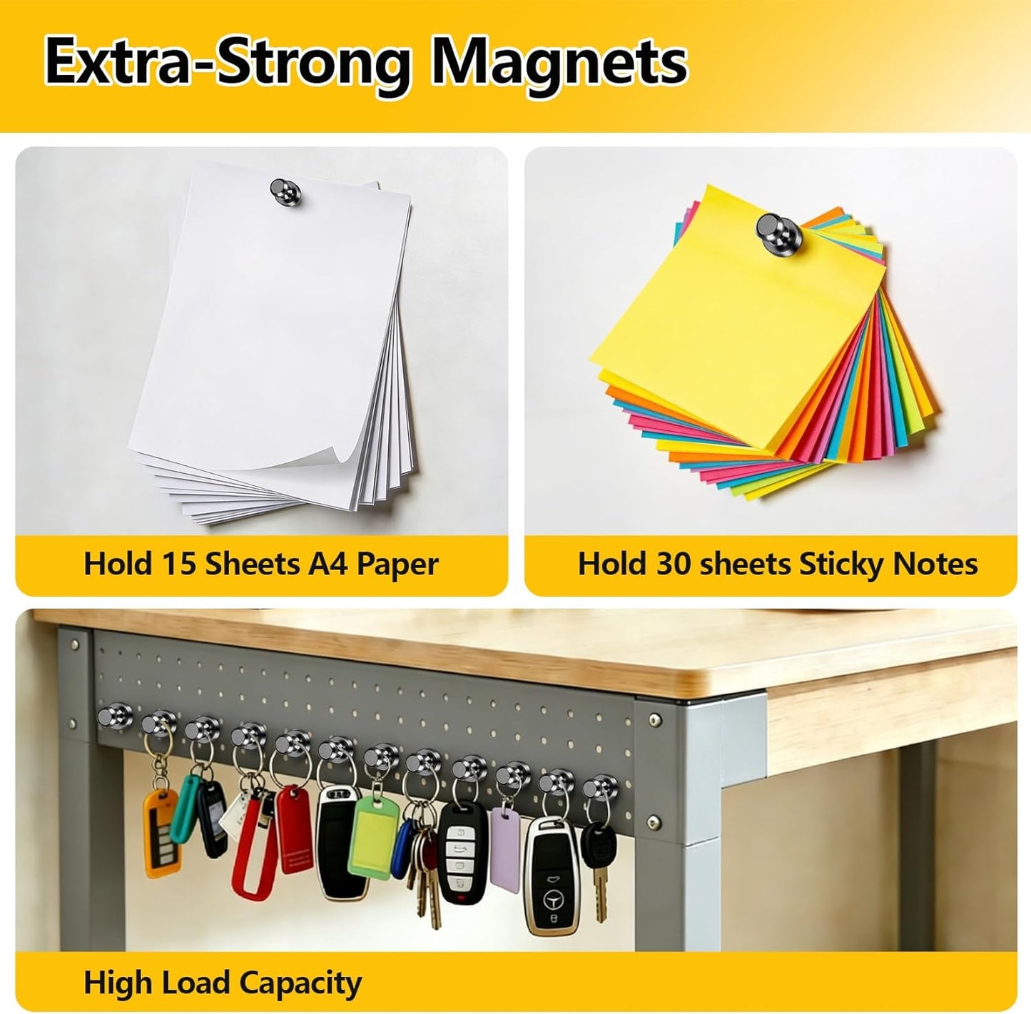 16 Pcs Fridge Magnets, Refrigerator Magnets, Small Strong Magnets, Whiteboard Magnets for Fridge, Magnetic Push Pins for Locker, Pins for Kitchen Office Accessories