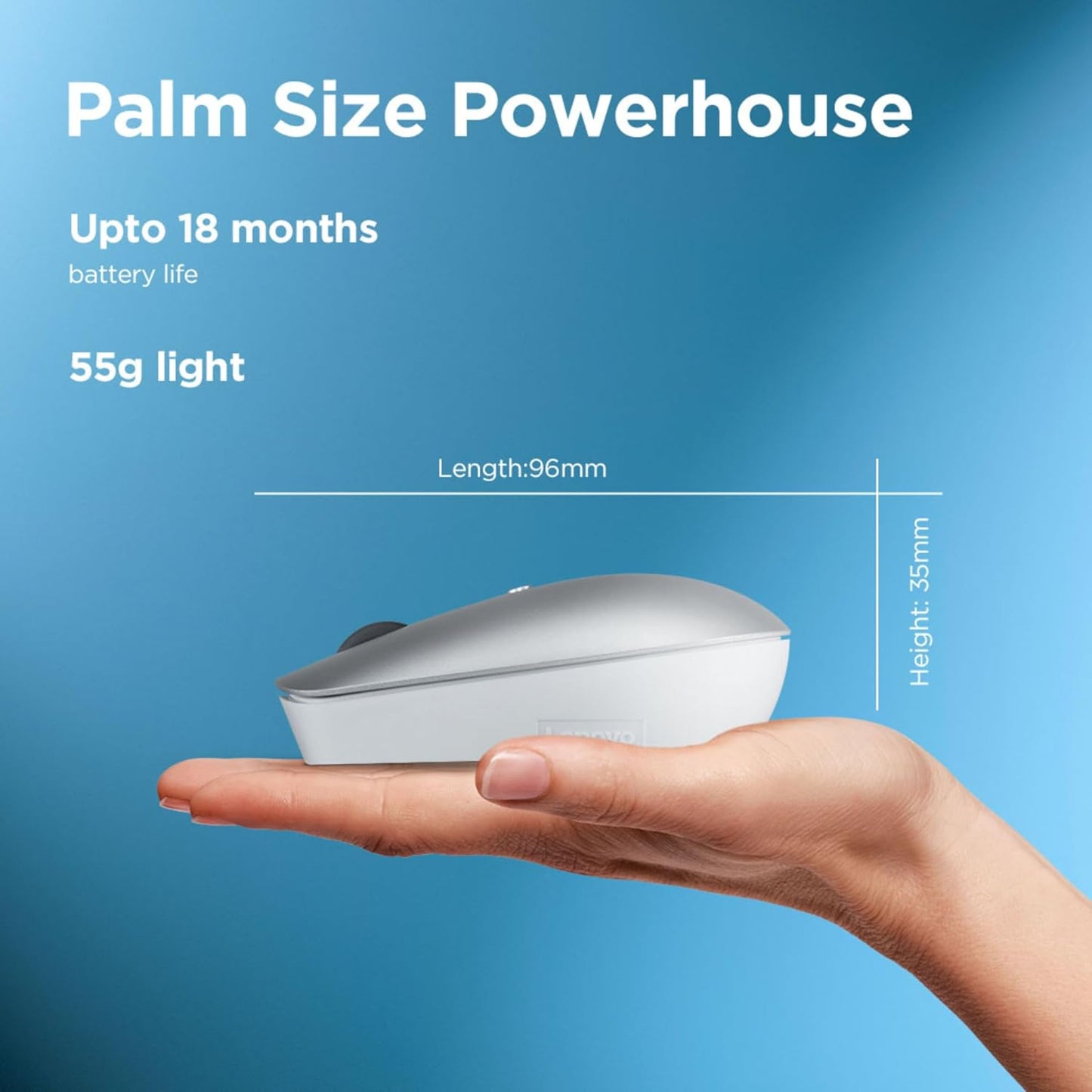 Lenovo 540 Wireless Computer Mouse for PC, Laptop, Computer with Windows or Chrome OS - 2.4 GHz USB-C Wireless Pairing Receiver - Compact Size - 18-Months Battery Life - Ambidextrous - Cloud Grey