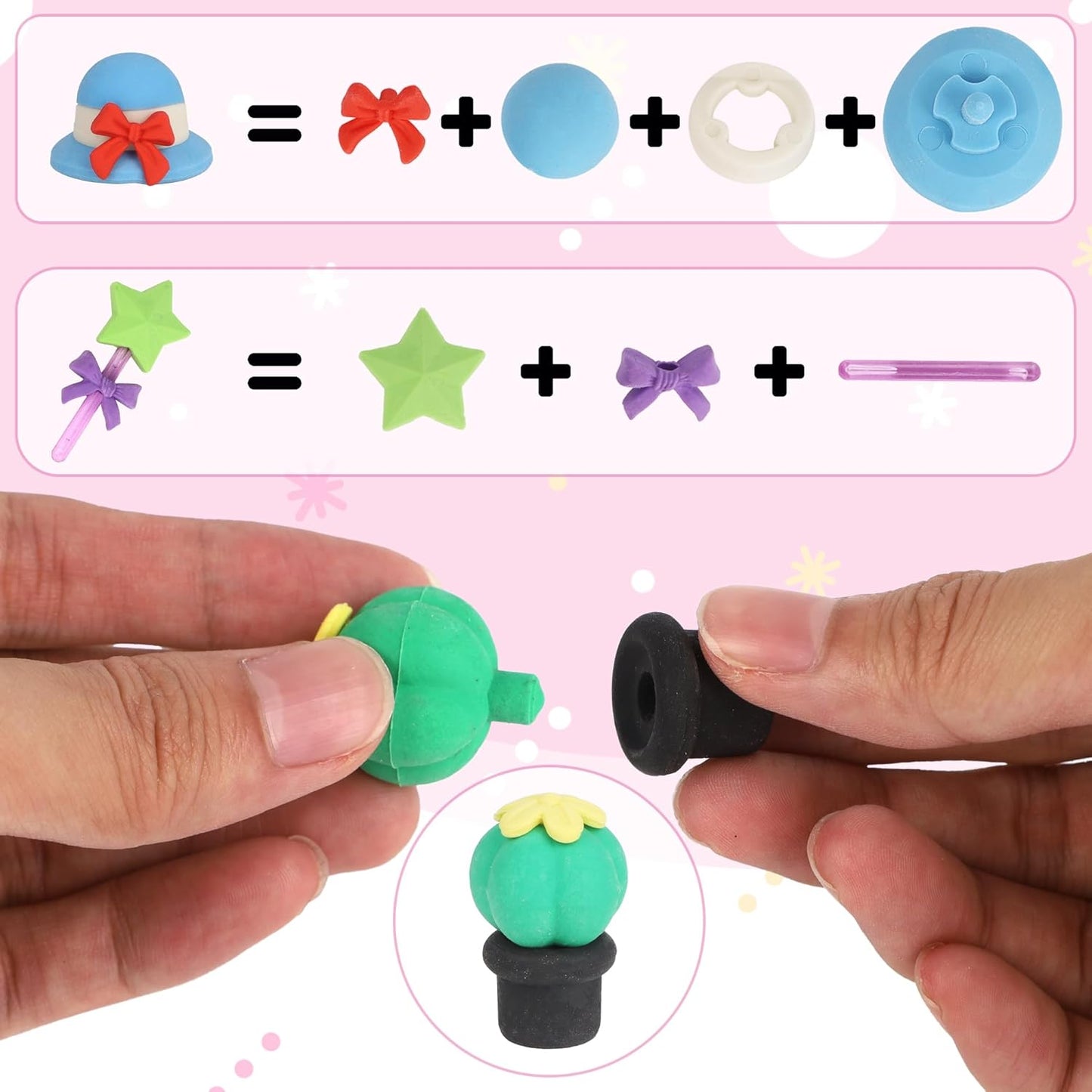 72 Pcs Erasers for Kids, Mini Pencil Eraser Bulk Classroom Prizes, Fun Puzzle Erasers for Girl Preschool Elementary Student, Back to School Supplies