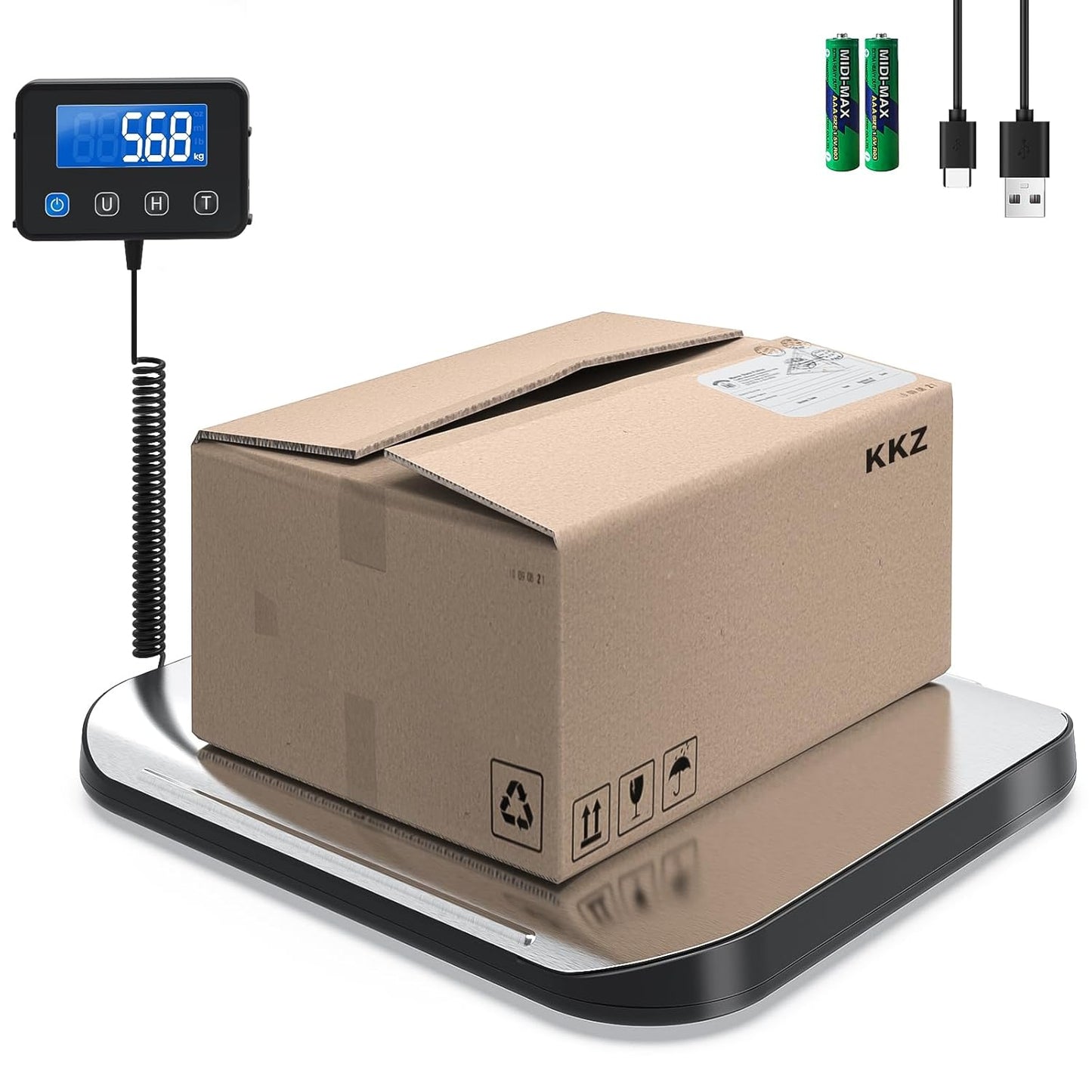 KKZ Shipping Scale, 440 LB Heavy Duty Postal Scale for Packages, Large Mailing Scale for Postage, Industrial, Small Business, Laundry, Warehouse, Stainless Steel - Lumora Desk