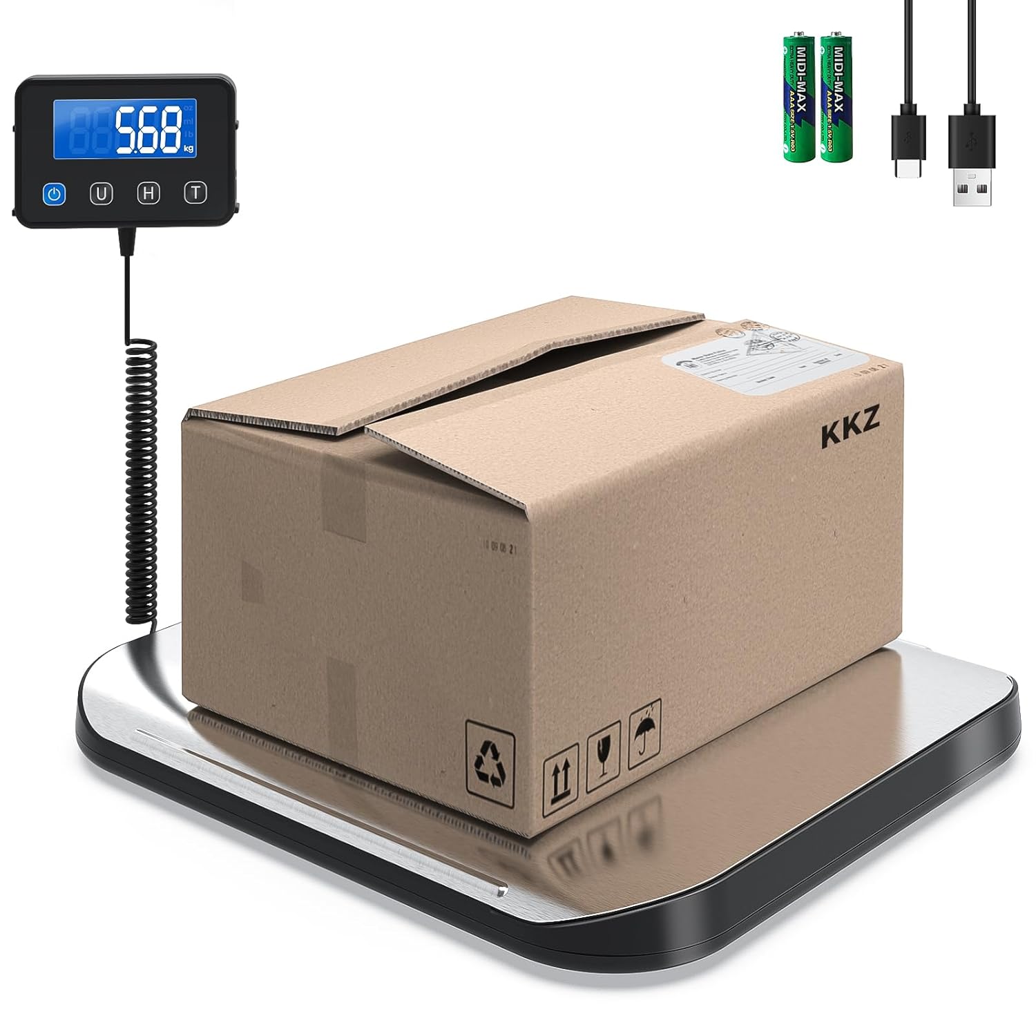 KKZ Shipping Scale, 440 LB Heavy Duty Postal Scale for Packages, Large Mailing Scale for Postage, Industrial, Small Business, Laundry, Warehouse, Stainless Steel - Lumora Desk