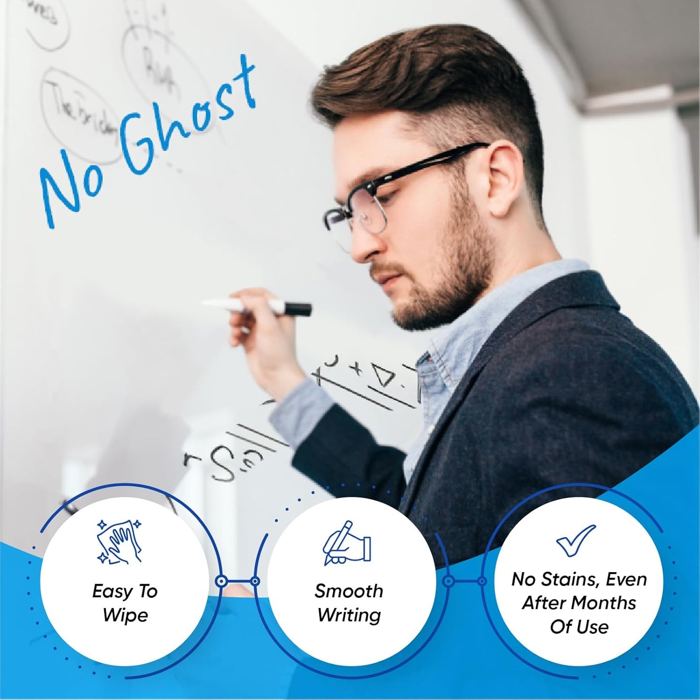 White Board Paper for Wall, 80" x 36" No Ghosting Peel and Stick Dry Erase Whiteboard Roll, Stain-Proof Self-Adhesive Whiteboard Wallpaper for Home, Office, Classroom