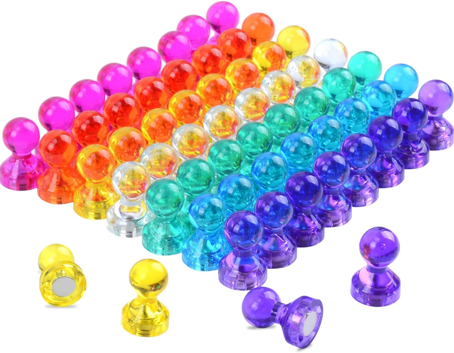 60Pcs Push Pin Magnets, Small Strong Refrigerator Magnets for Whiteboard, Funny Cute Decorative Fridge Magnet, for Locker School Classroom Calendar Kitchen Office Dry Erase Board Map Magnetic Push Pin