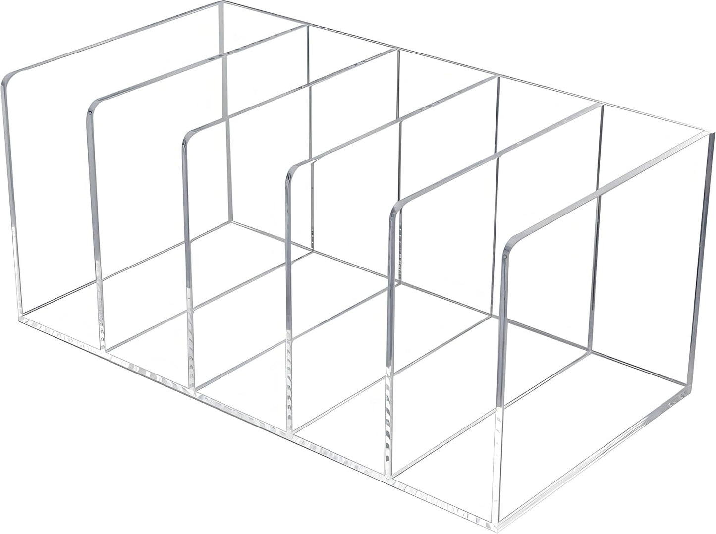 Acrylic Magazine File Holder with 5 Vertical Compartments, Clear Desk Organizer and Magazine Storage Rack File Organizer Bookshelf for Office Desktop Accessories, Home Workspace