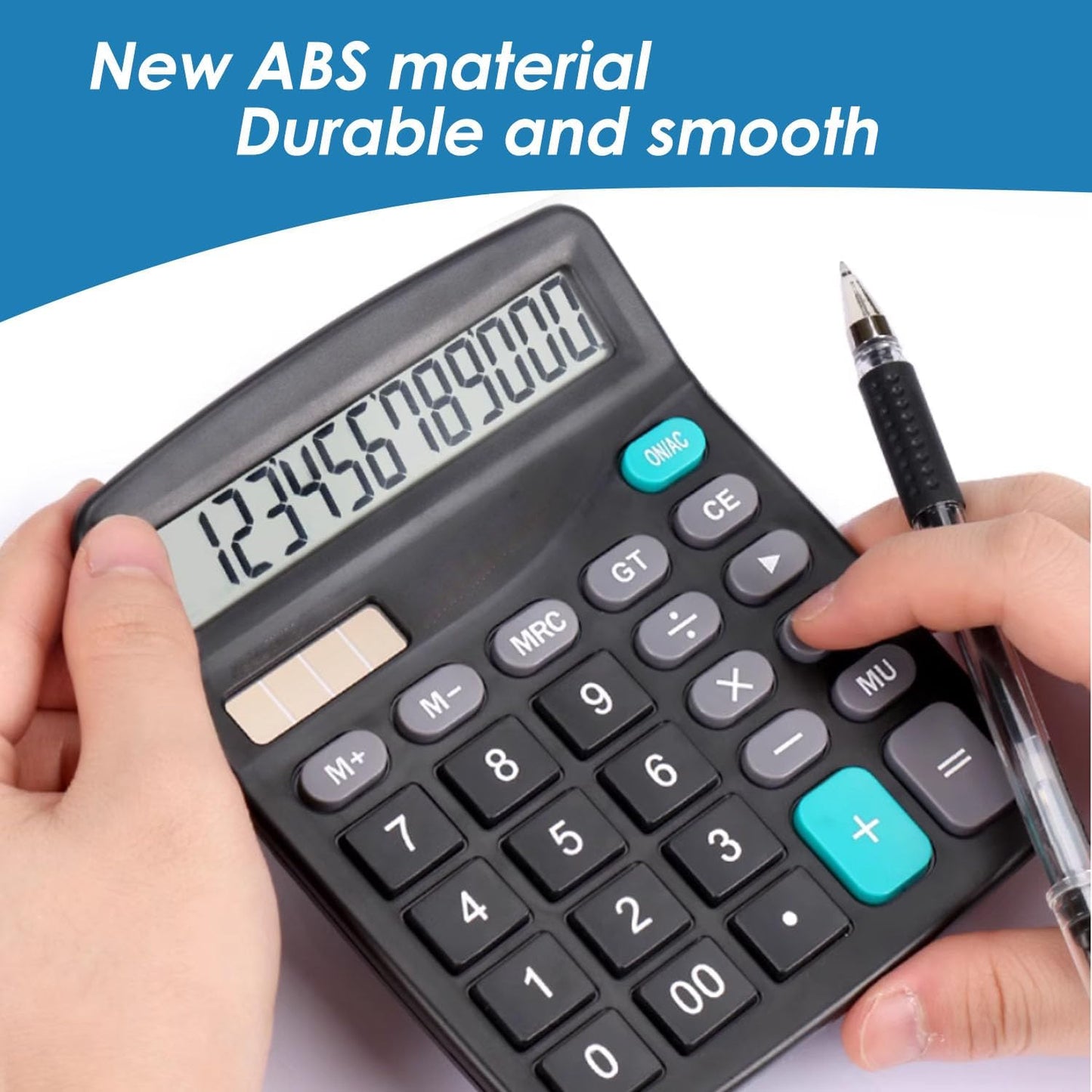 8 Pack Office Calculators Desktop, 12-Digit Solar Basic Desktop Calculator Dual Power Electronic Calculators with Large LCD Display Big Button for Office Home and School