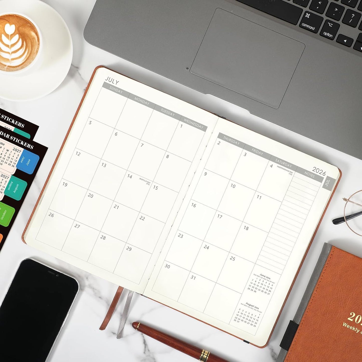 2026-2027 Planner - Planner 2026-2027 Weekly and Monthly with Stickers, JUL. 2026 - JUN. 2027, 5.75" X 8.25", Academic Calendar Planning with Premium Paper, Pen Holder, Inner Pocket and 44 Notes Pages