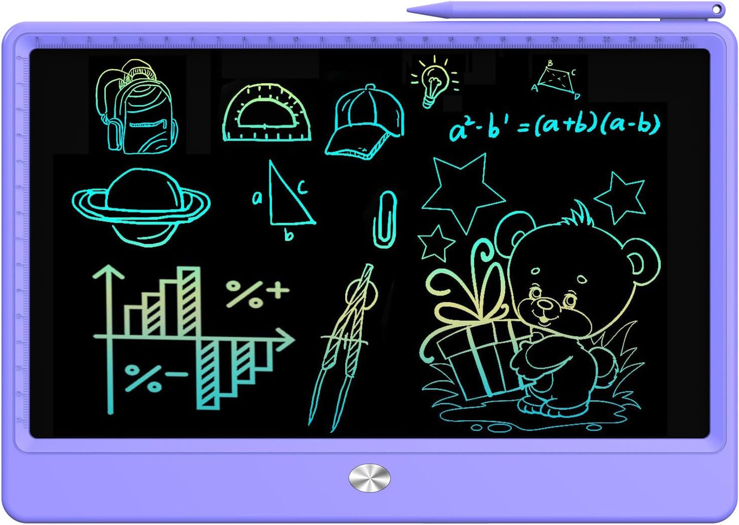 FLUESTON LCD Writing Tablet, Doodle Board Toys Gifts for 3-8 Year Old Girls Boys, 12 Inch Colorful Electronic Board Drawing Pad for Kids, Gifts for Toddler Educational Learning Travel Birthday, Purple