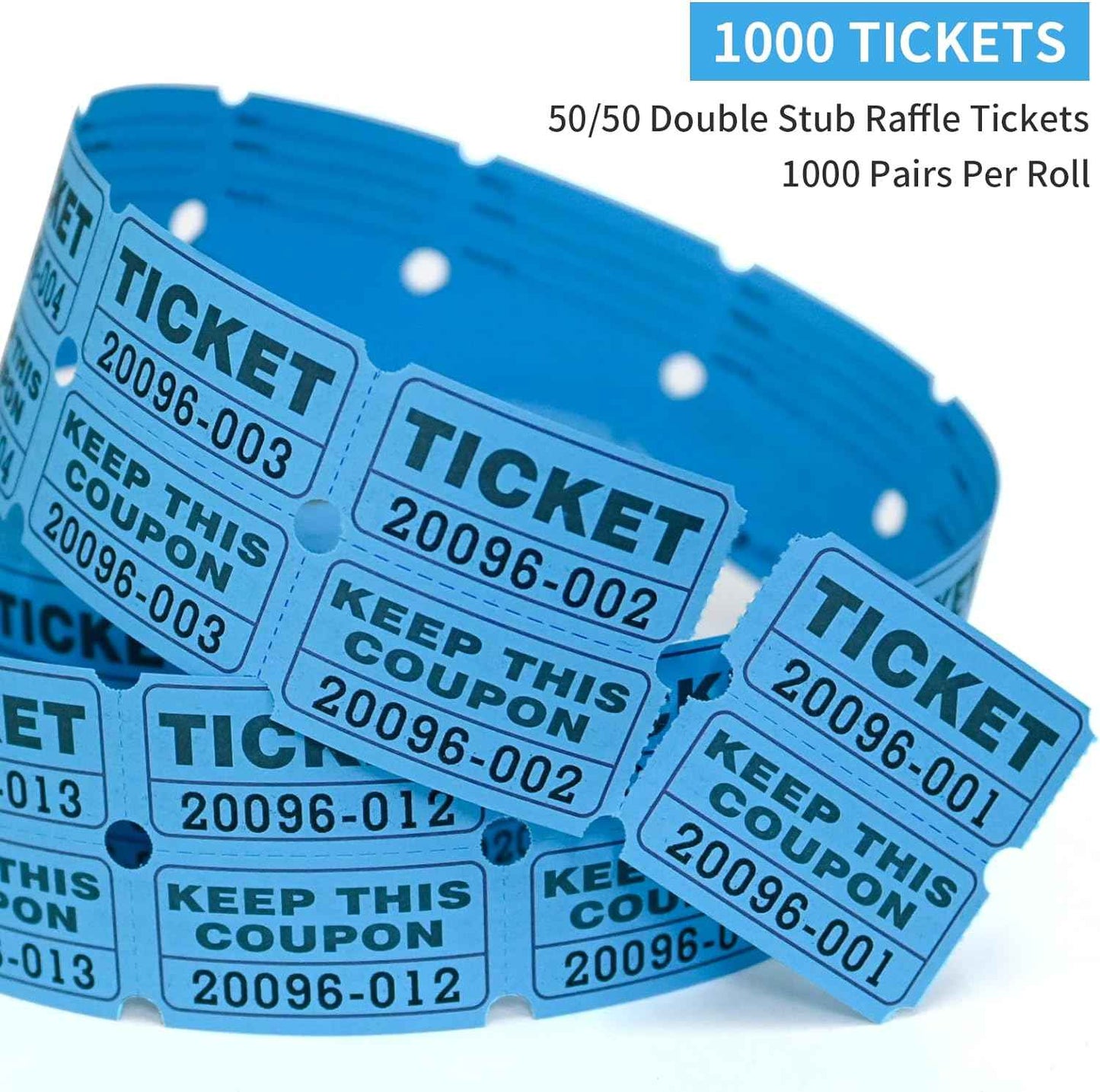 L LIKED Raffle Tickets Double Rolls 1000 Per Roll 50/50 Raffle Tickets for Events,Carnivals, Entry, Class Reward, Prizes(Blue)