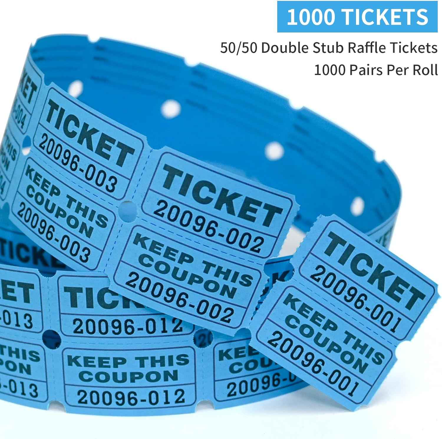 L LIKED Raffle Tickets Double Rolls 1000 Per Roll 50/50 Raffle Tickets for Events,Carnivals, Entry, Class Reward, Prizes(Blue)