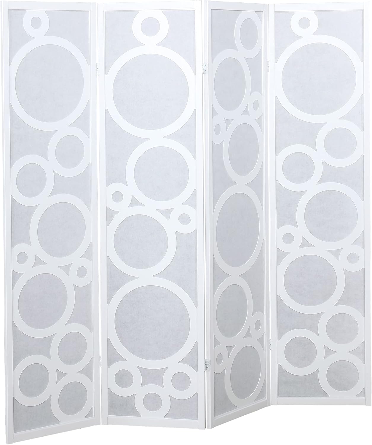 NicBex Room Divider 4 Panel Room Dividers with Circle Pattern Partition Room Dividers and Folding Privacy Screens Wall Divider for Home, Office, Room Separation,70" W x 1" D x 70" H, White - Lumora Desk