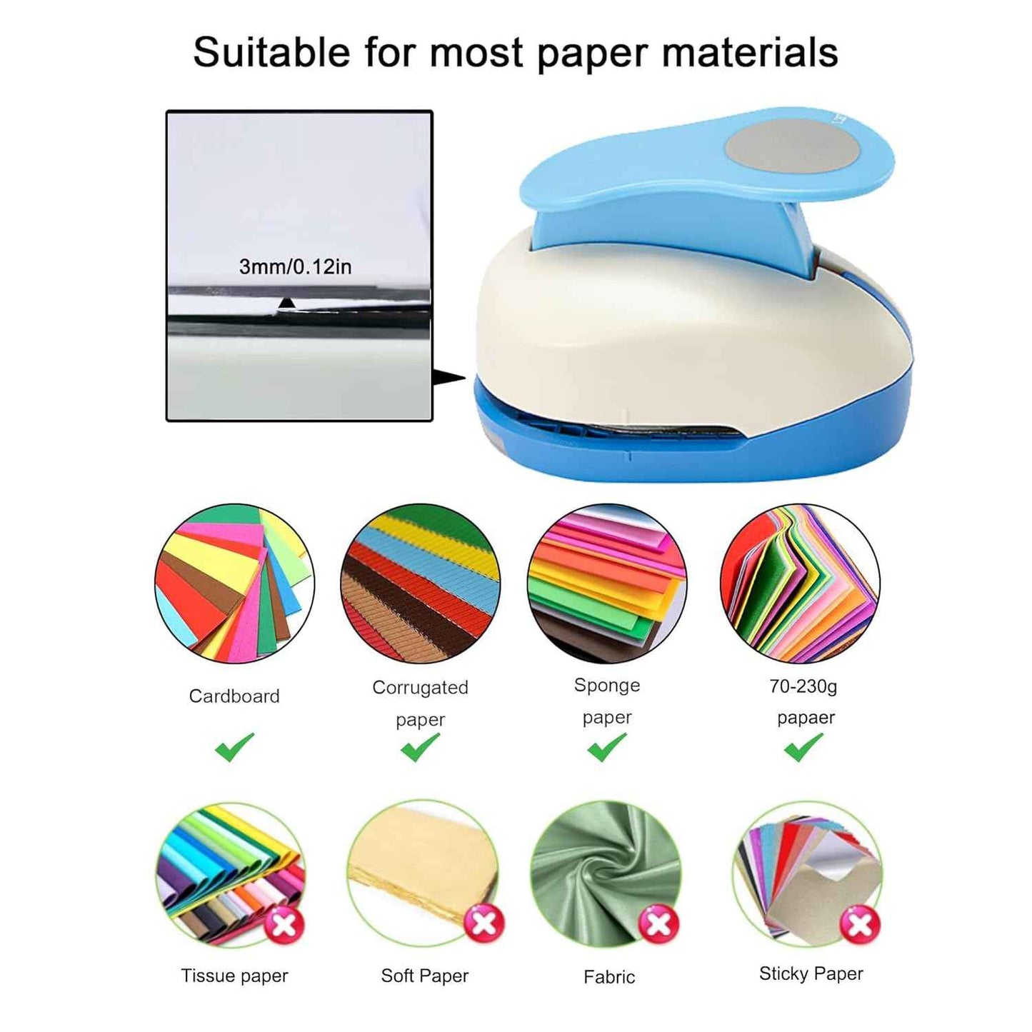 1/2 Inch Circle Punch 12mm Circular Cutter Tool Circle Hole Punch Handmade Paper Craft Lever Punches for Paper Crafts DIY Handmade Crafting Scrapbooking,Cardstock,Greeting Cards Arts Fun Projects