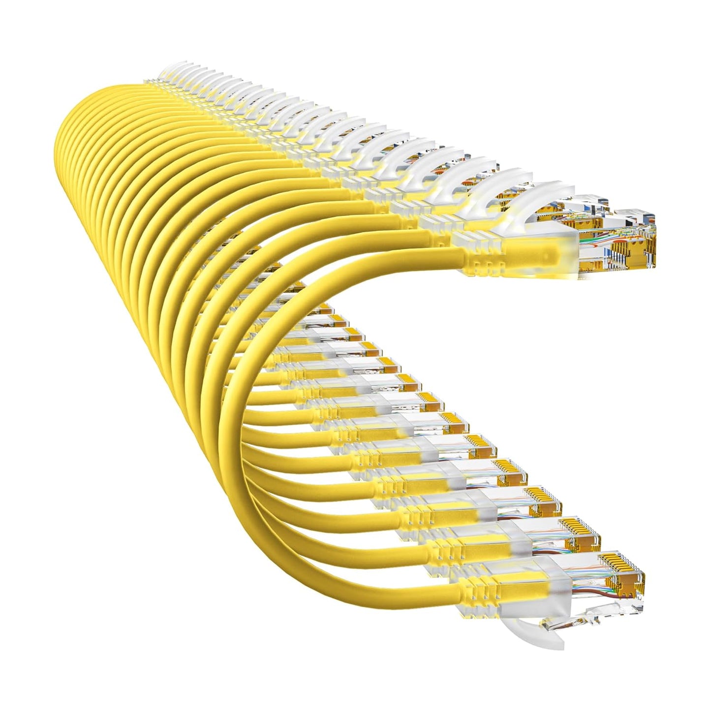 Cat6a Patch Cables 0.5ft (24 Pack) Slim, Cat6 Ethernet Patch Cable Pure Copper, Flexible Cat 6 Patch Cable 550MHZ 10G, Space-Saving Cat 6A Network Cables for Patch Panel, Yellow