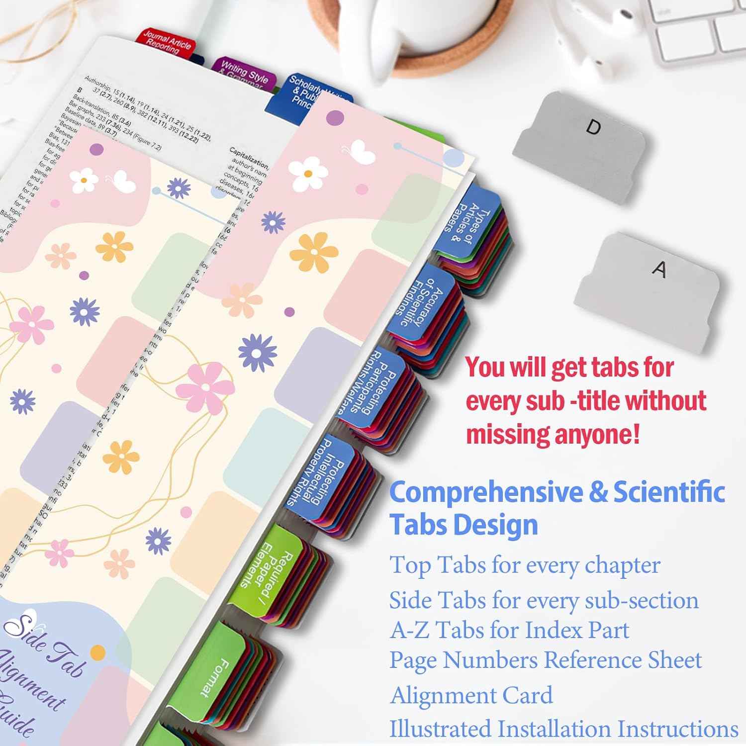 Index Tabs for the APA Publication Manual 7th Edition, Book Tabs of The American Psychological Association (Book not Included), 82 Printed Tabs for Every Chapter, Laminated & Color-Coded