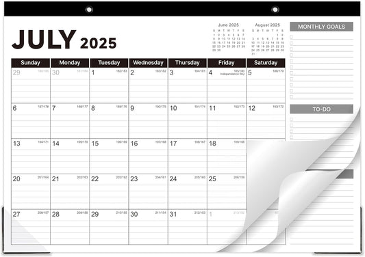2025-2026 Desk Calendar - Desk Calendar 2025-2026, Jul. 2025 - Dec. 2026, 17"x12" Desktop Calendar with Notes, Corner Protector, Ruled Blocks
