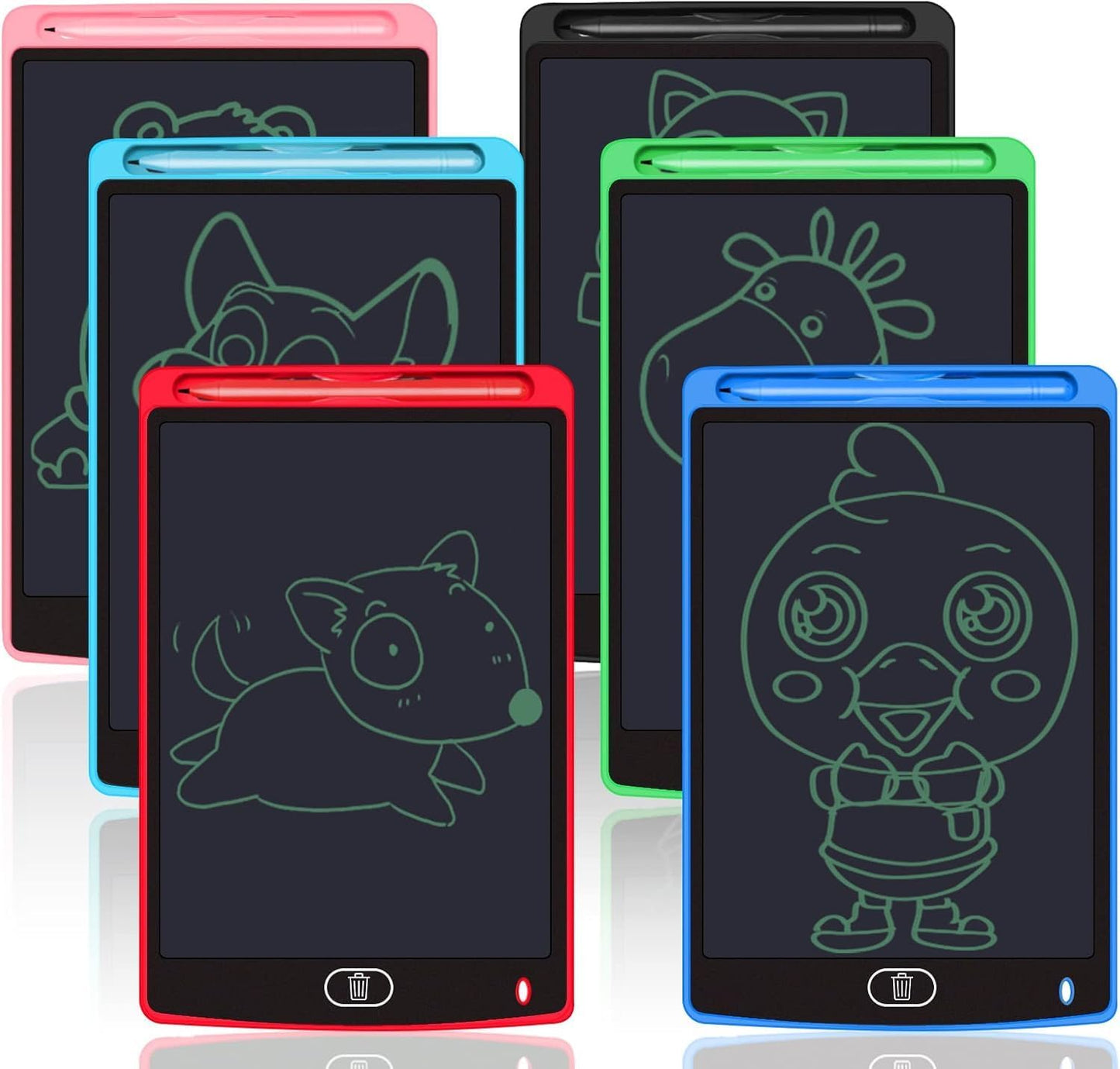 6 Pack LCD Writing Tablets for Kids, 8.5 Inch, Toddler Toys Birthday Gifts for Ages 3-8 Boys Girls, Colorful Doodle Board Drawing Tablet for Learning and Education (Six Colors Available)