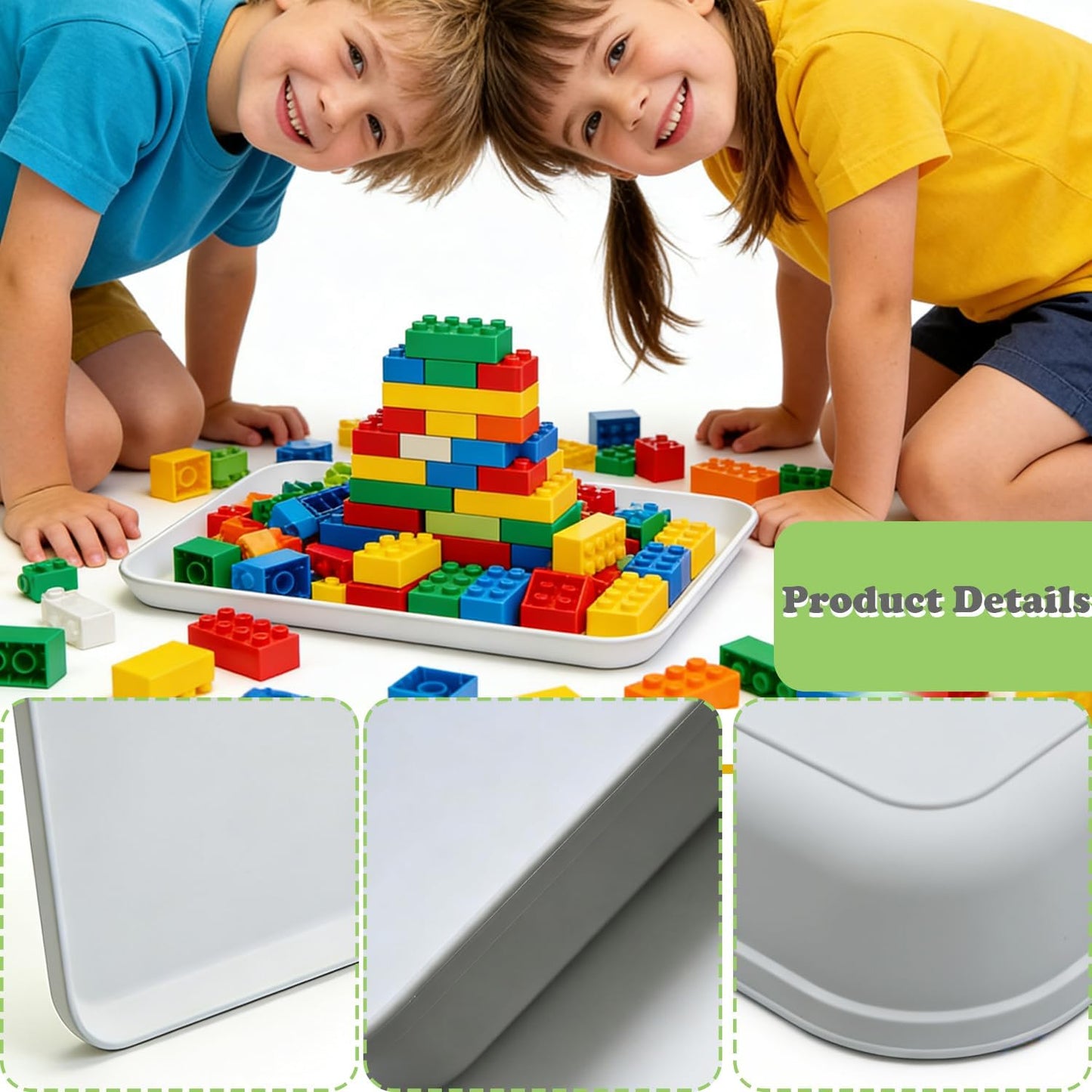 5 Pack Large Plastic Art Trays, White Stackable Activity Craft Tray Sand Serving Organizer for Classroom Kids DIY Projects, Beads, Painting, Jewelry Organizing Supply (16.34'' x 11.26'' x 1.57'')