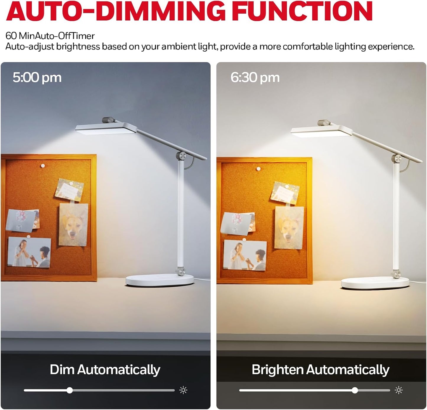 Honeywell Desk Lamp for Home Office, H4 Sunturalux™ Eye-Caring LED Desk Light, 700LM Dimmable Desk Lamp with Timer, Adjustable Desk Reading Light, Touch Auto Dimming Table Lamp for Study, Bedroom - Lumora Desk