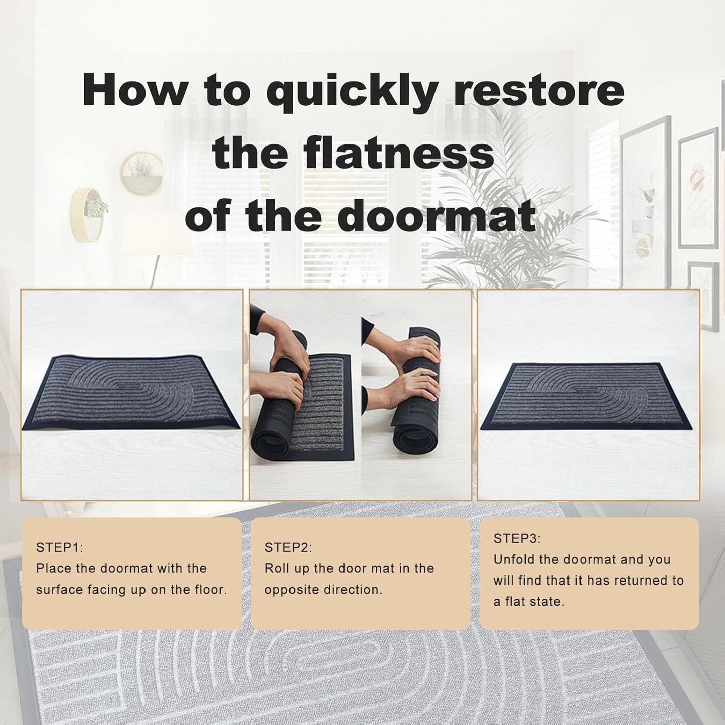 Door Mat for Outdoor Indoor Entrance, Entry Mat Skidproof and Waterproof, Front Door Mats with Durable Non-Slip Backing. Black, 24"x36"