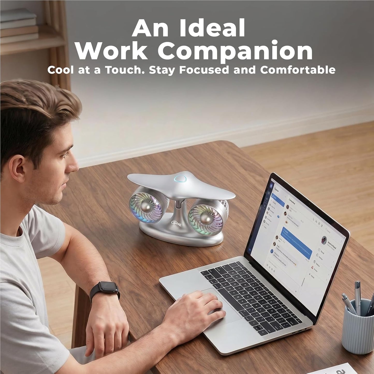 Portable Desk Fan, 8000mAh Battery Operated 18H Runtime Aviation Turbine Table Fan, Quiet USB-C Rechargeable Personal Fan, Unique Tech Office Gift for Men, Dad, Pilots