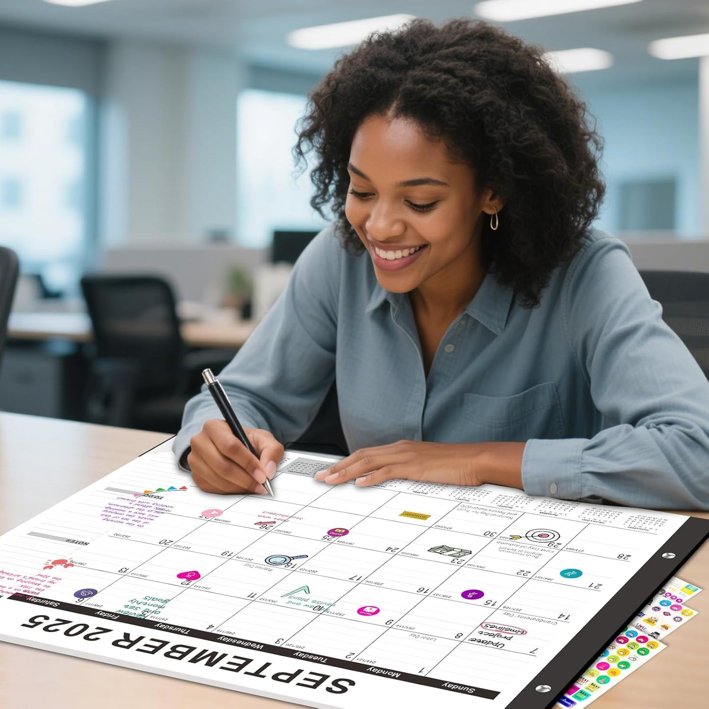 Gannyfer Desk Calendar 2025-2026, Large Calendar 2026 22" x 17", July 2025 - Dec 2026, 18 Monthly Academic Desktop Pad Calendar with Plastic Cover, Thick Paper, for Planning and Organizing in Office, School, Family(6 Stickers)