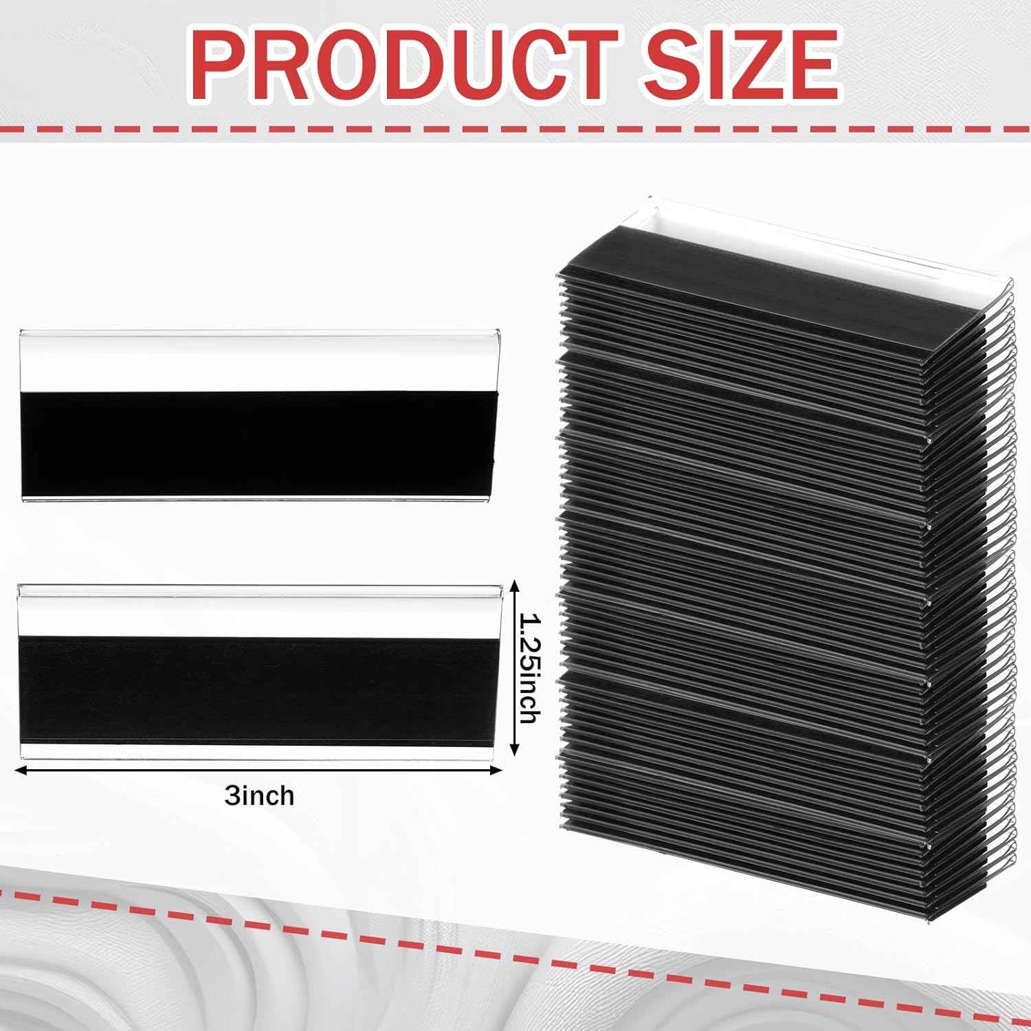 Fainne 50 Pcs Magnetic Shelf Label Holders for Metal Racks and Shelves, 1.25 x 3 Inches Clear Magnetic Shelf Label Strips Gondola Price Tag Installed in Supermarkets, Shops, Convenience Stores