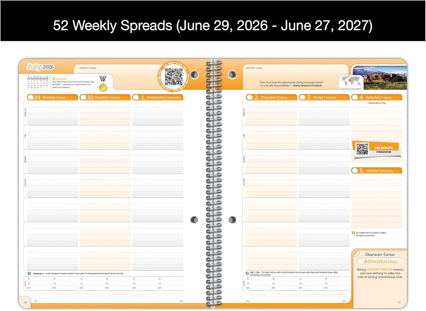 Middle & High School Weekly Planner with Boulder Cover, 6.75" x 9" | 2026-2027 academic year, durable for backpacks and lockers, vertical layout, goal setting, portable size, lay flat design