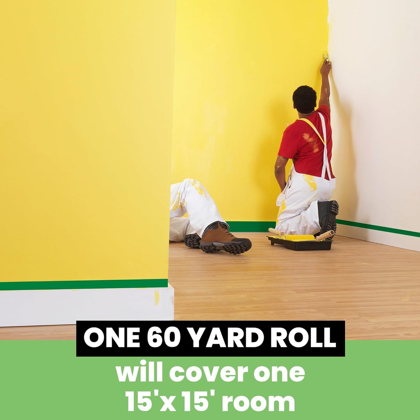 Green Painters Tape Multi-Surface Masking Tape 1.41 inch x 60 Yard, Indoor and Outdoor Painting Tape, Residue Free Easy Removal with Sharp Lines, Paint Tape for Walls, Auto, Home, 6Rolls