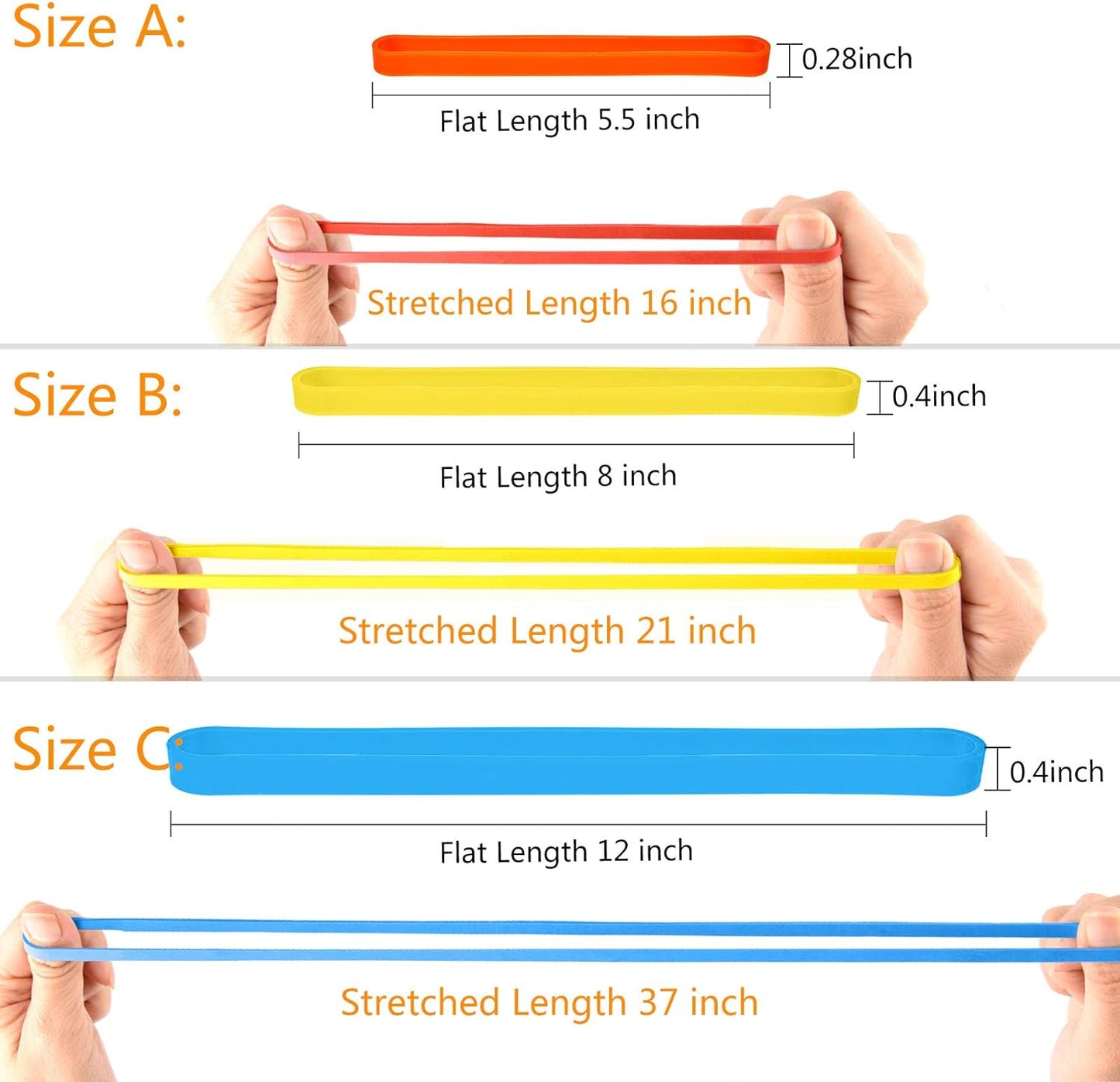 Coopay 72 Pieces Silicone Rubber Bands Colorful Elastic Rubber Wrapping Bands for Books, Art, Exercise, Crab Traps, Cooking, Wrapping, Heat, Cold, UV, Chemical Resistant (12, 8, 5.5 Inches)