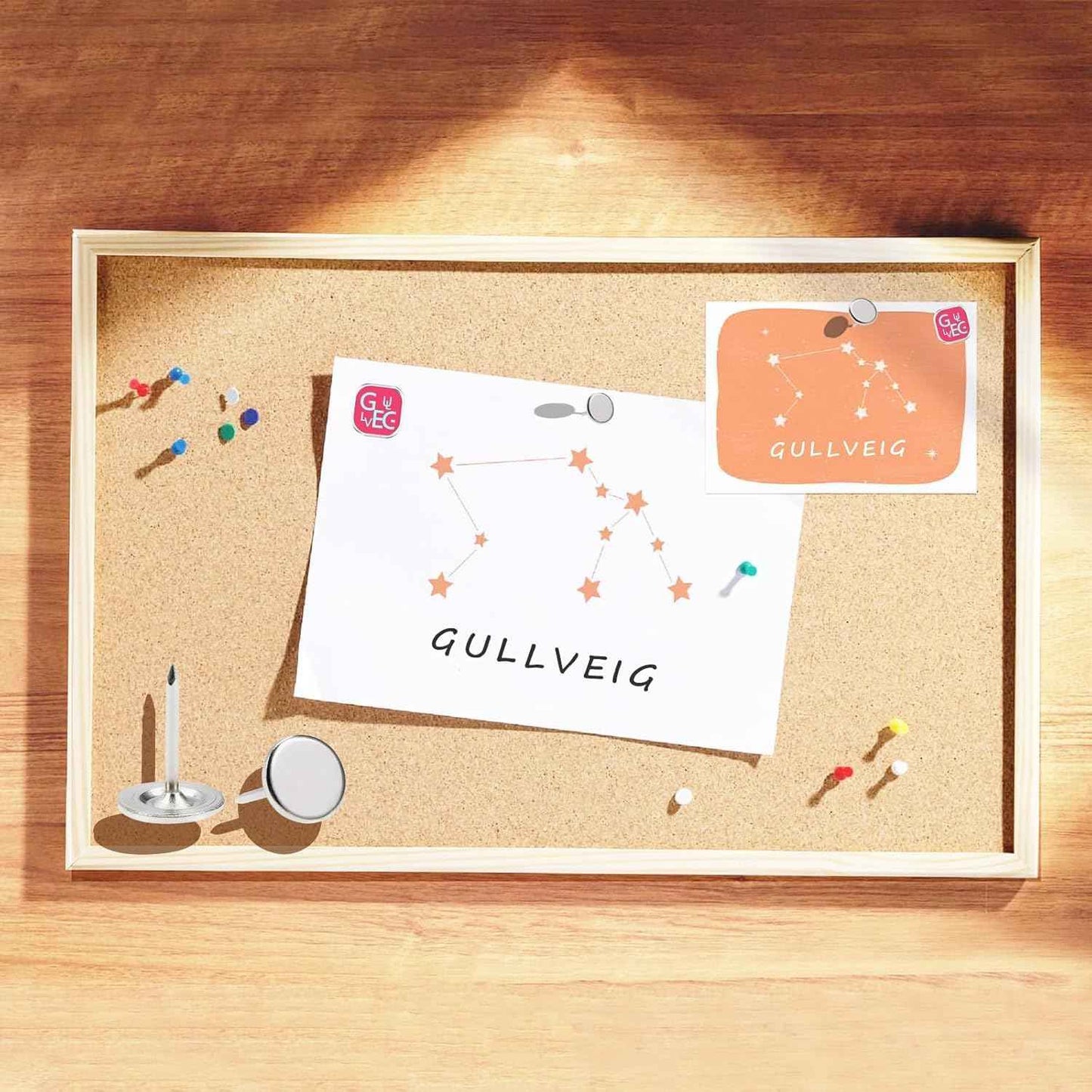 Gullveig Silver Push Pins and Thumb Tacks: Heavy Duty Flat Upholstery, Long Carpet Tacks, and Decorative Nails for Wood and Fabric, 30 Count