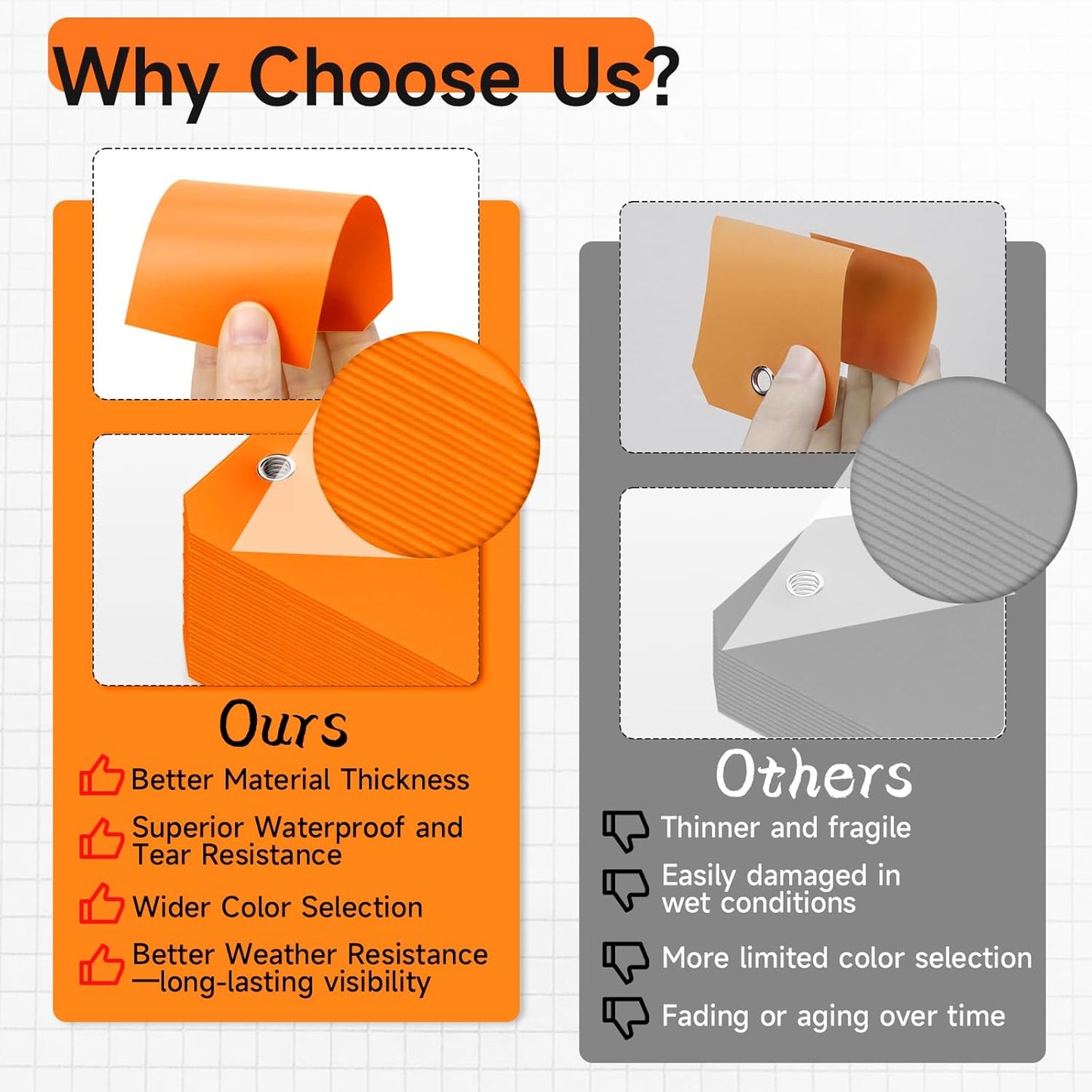 1000 Pieces 4 3/4" x 2 3/8" Plastic Shipping Tags Labeling Tags Waterproof Hang Tags with Reinforcement Hole Writable Luggage tag Loops for Equipment Car Parts… (Orange)