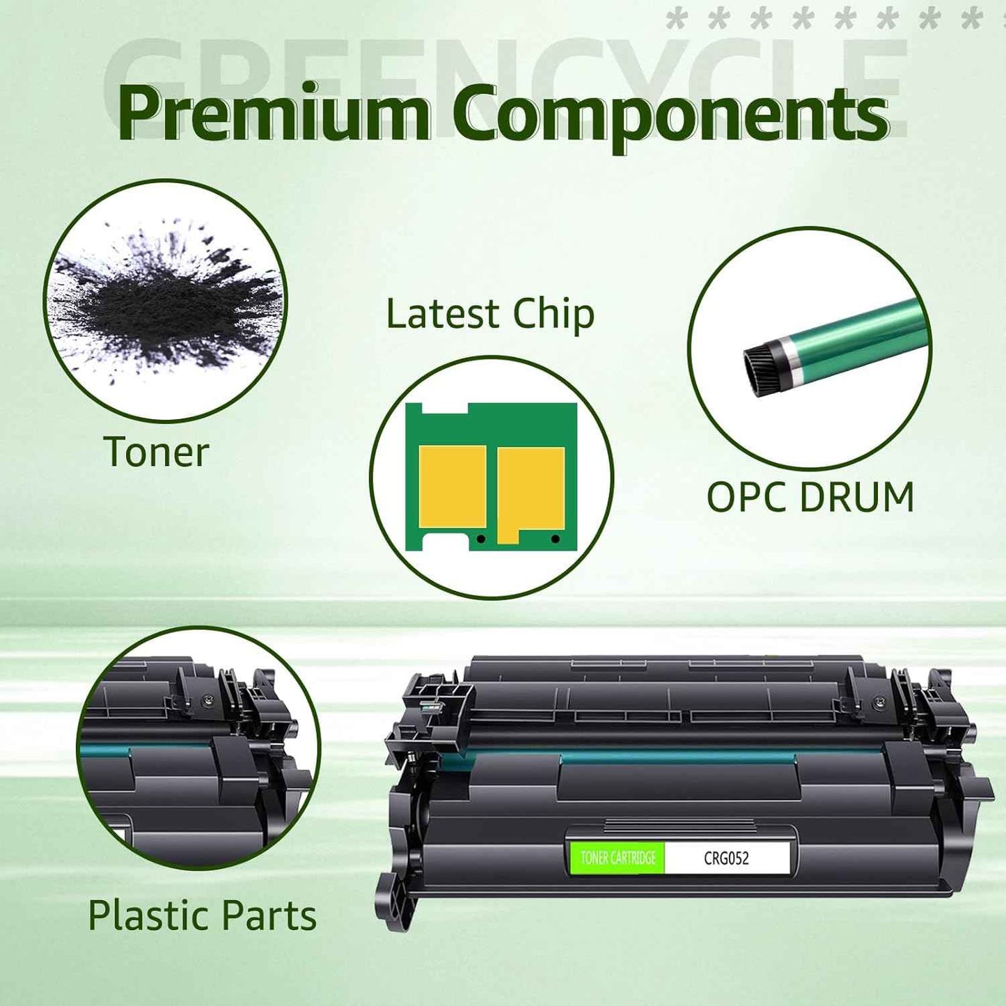 greencycle 052 Toner Cartridge Compatible Replacement for Canon 052 052H CRG-052 CRG052 Toner for ImageCLASS LBP214dw LBP215dw MF426dw MF424dw MF429dw MF426 MF424 MF429 MF420 LBP210 Printer 4 Black
