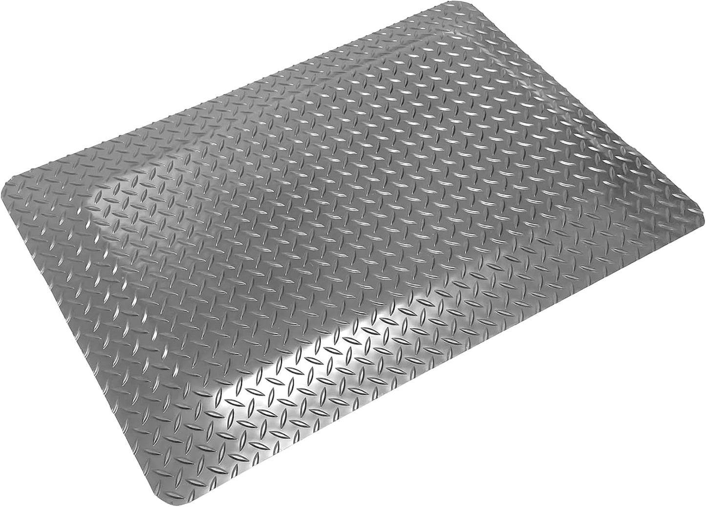 American Classic Diamond Plate Anti-Fatigue Gray Mat, Industrial Ergonomic Comfort Standing Mat for Work, Home, Garage, Office, 9/16" Thick, Free 16” x 18” x 0.75” Knee Pad, Made in USA (4'x6')