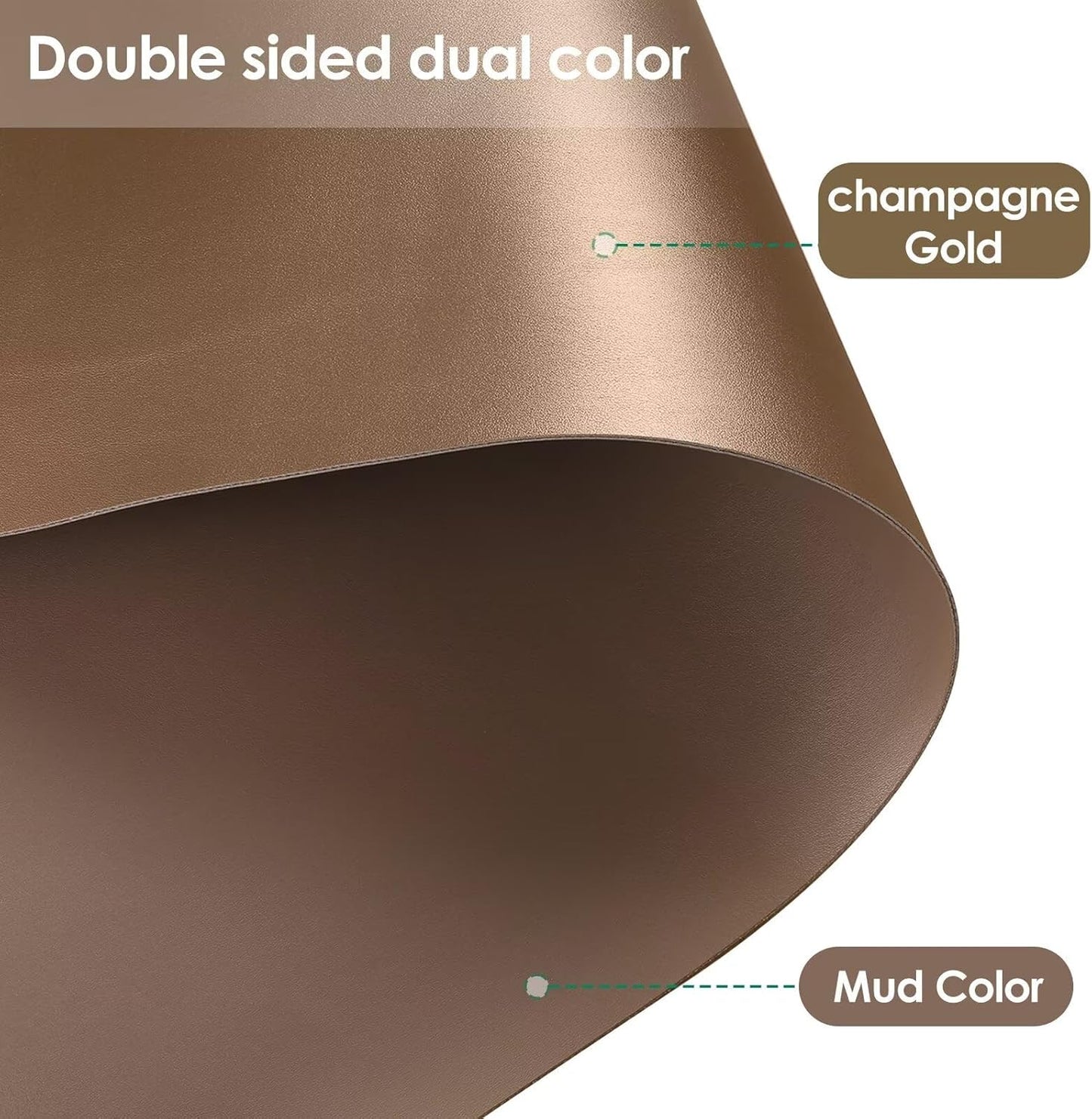 Leather Table Cover,1.8mm Thick,17x54 Inch Desk Cover,Dresser Cover Top,Dresser Protector Top,Dresser Cover,End Table Cover.(Mud Color+Champagne Gold,17x54)