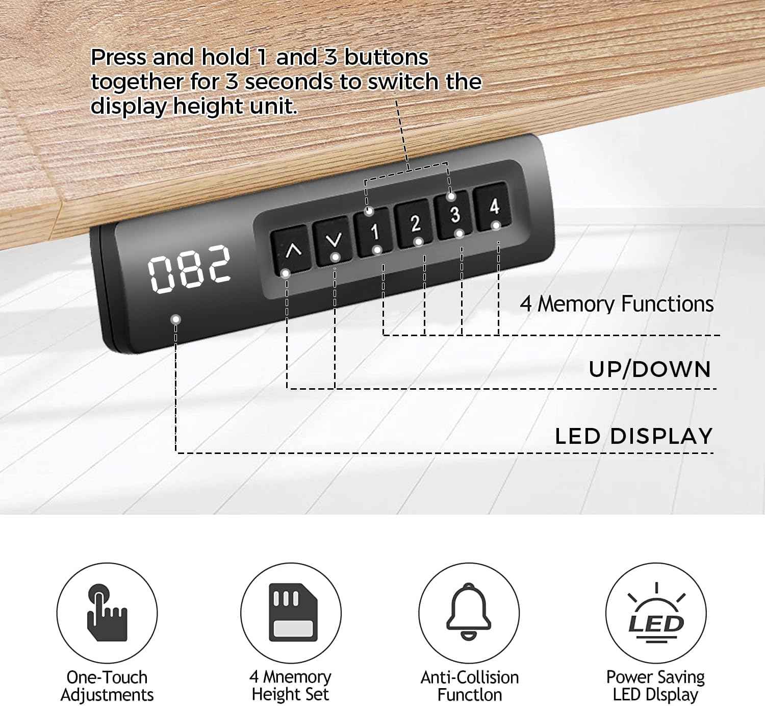 Electric Standing Desk 63 x 24 Inches Adjustable Height Ergonomic Sit Stand Up Curved Desk for Home Office Computer Desk Memory Preset with Wheels and White Frame/Oak Top