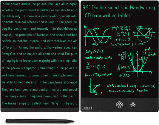 LCD Writing Tablet, 9.5in Double Display Erasable Reusable Electronic Drawing Pads