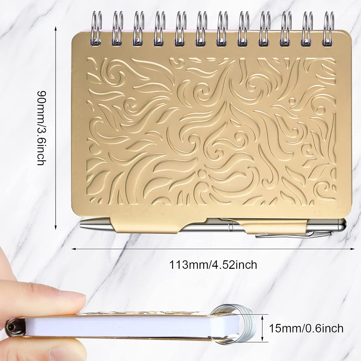 Zonon 2 Pcs Mini Password Book with Alphabetical Tabs Metal Password Keeper Book Portable Organizer Elegant Mandala Pattern Notebook with Pen, Spiral Bound for Information(Beige, Pink)