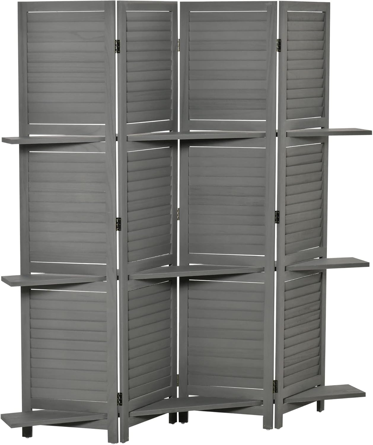 NicBex Room Divider 4 Panel Room Dividers with Storage Shelves Partition Room Dividers and Folding Privacy Screens 5.6 FT Wall Divider for Home, Office, Room Separation,63.75"W x 0.75"D x 67"H, Gray - Lumora Desk