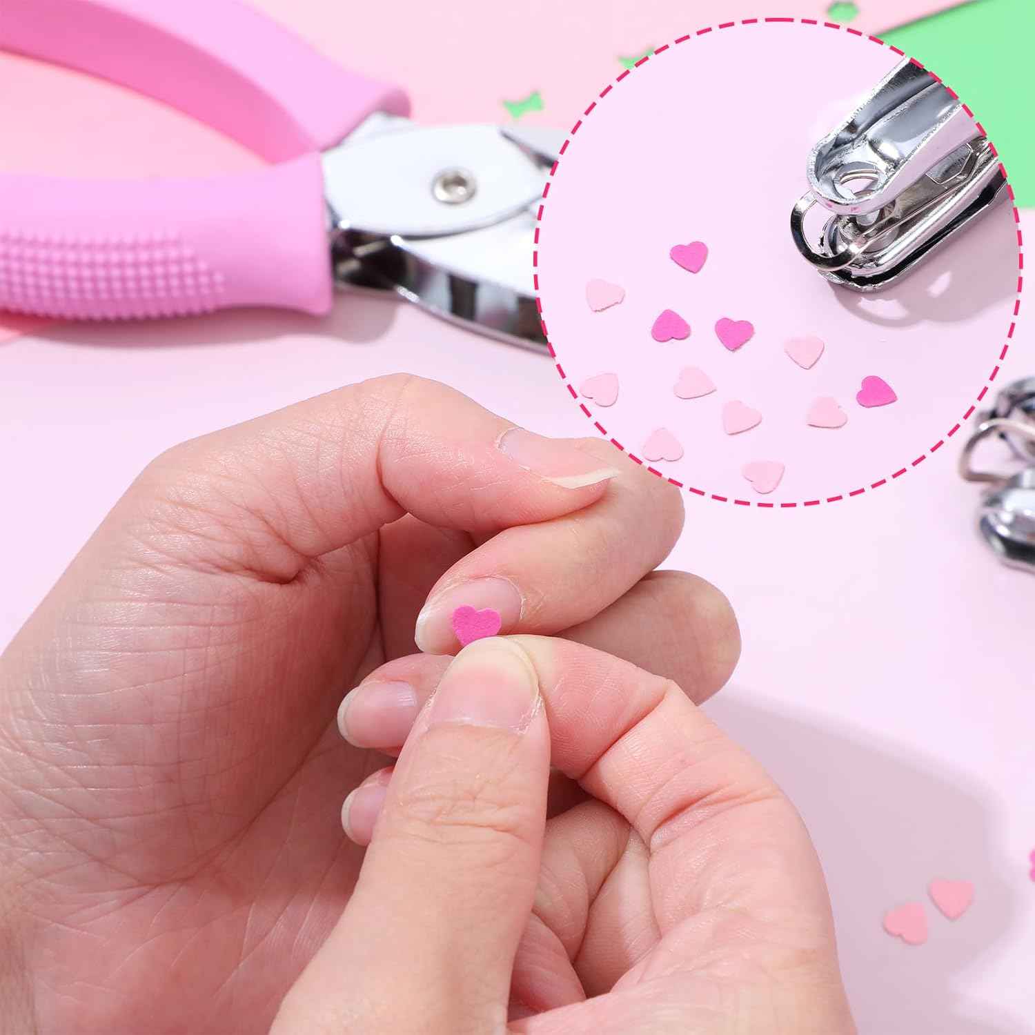 3 Pcs Single Hole Puncher, Handheld Shapes Hole Puncher for Crafts, 1/4" Metal Small Hole Punch with Soft Grip, Heart Butterfly Flower Holes for DIY Tags Ticket Scrapbook
