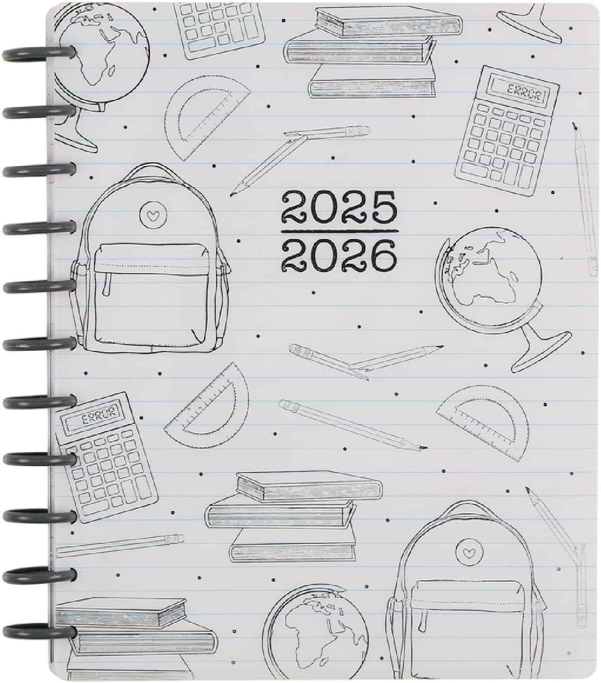 Happy Planner Disc-Bound 12-Month July 2025–June 2026 Planner with 3 Extra Months, Big Size, Teacher Layout, Here We Go Again, 7" x 9.25”